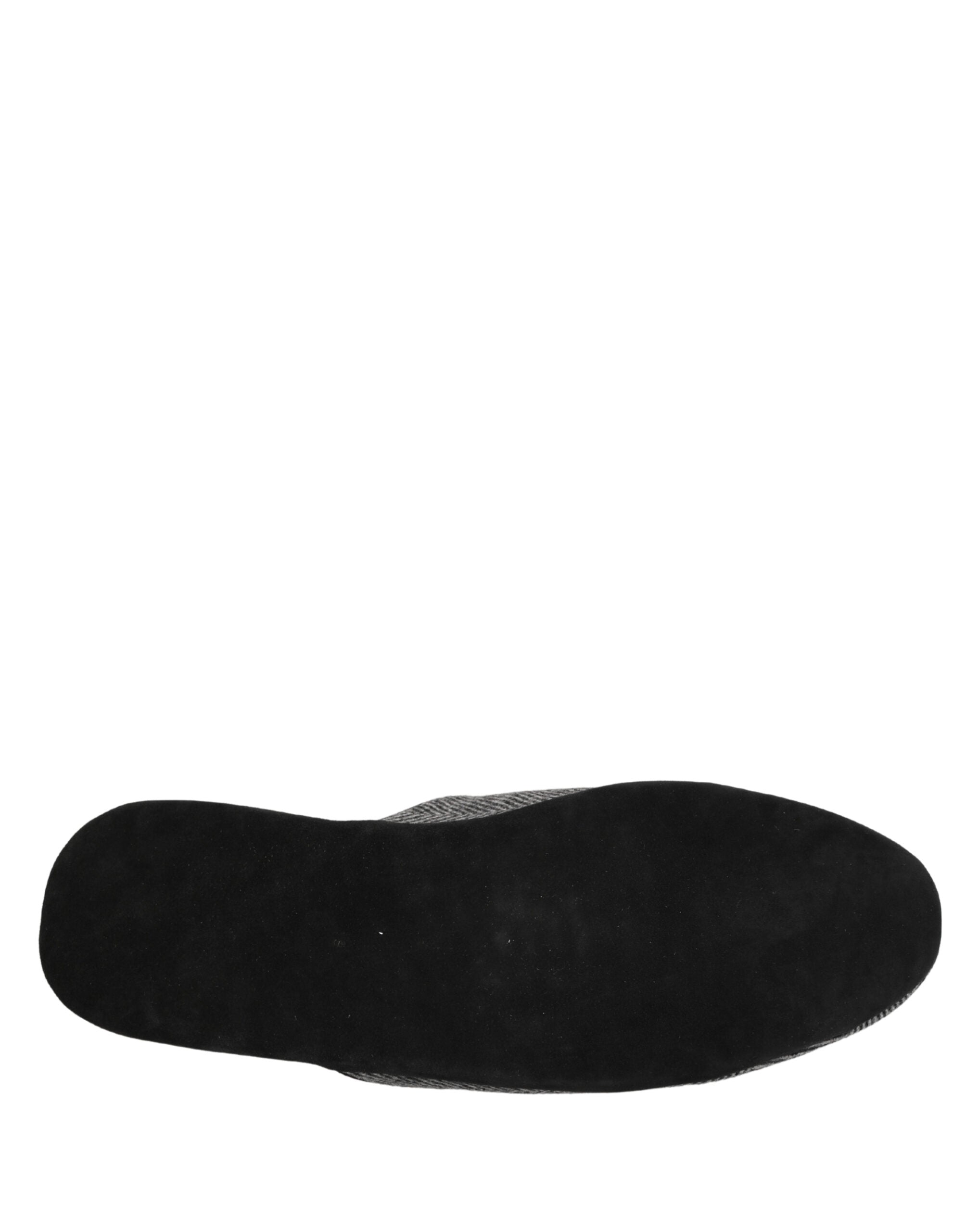 Dolce & Gabbana Graue Fischgräten-Kaschmir-Slipper Schuhe-8