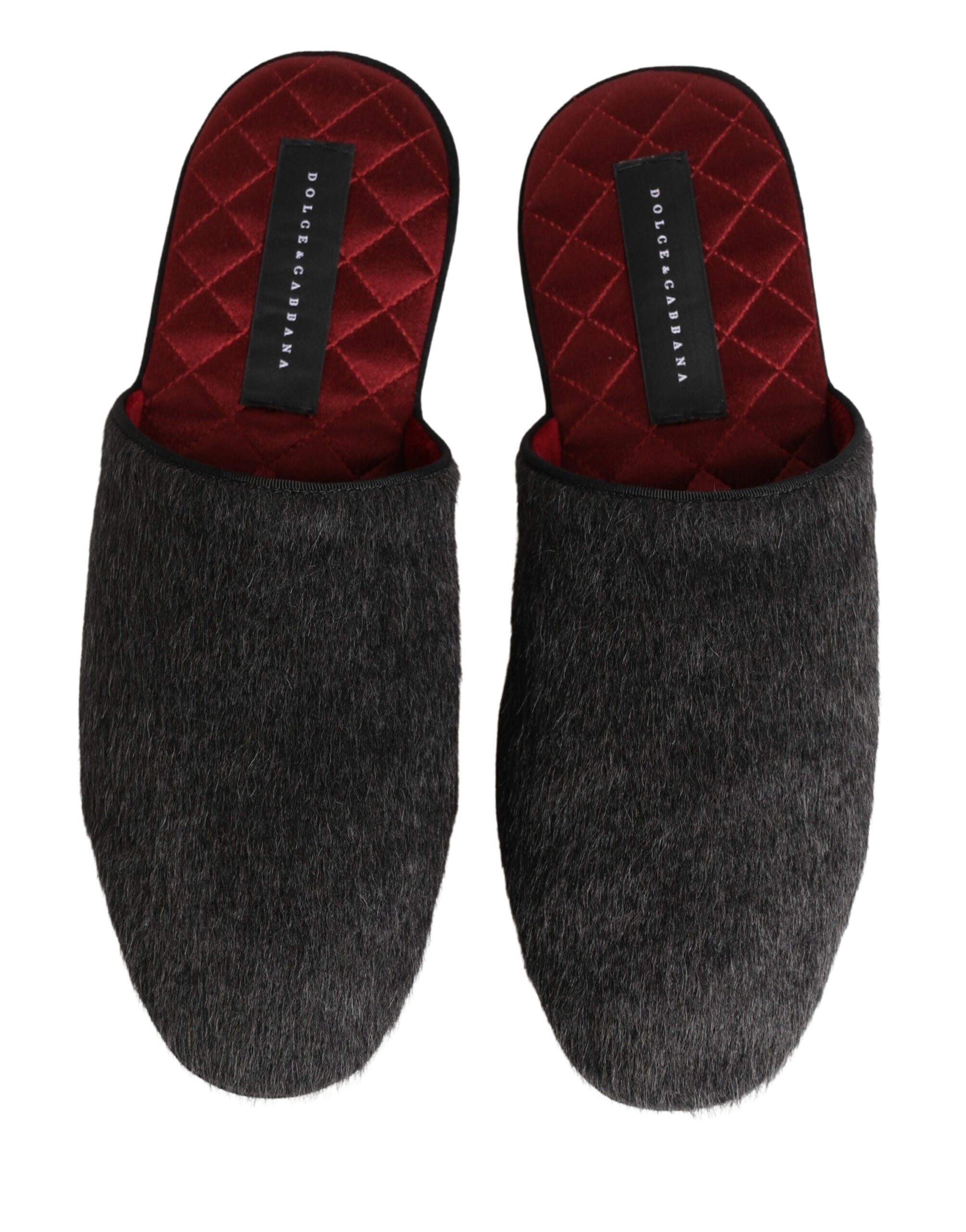 Dolce & Gabbana Dark Gray Anthracite Wool Slippers-4