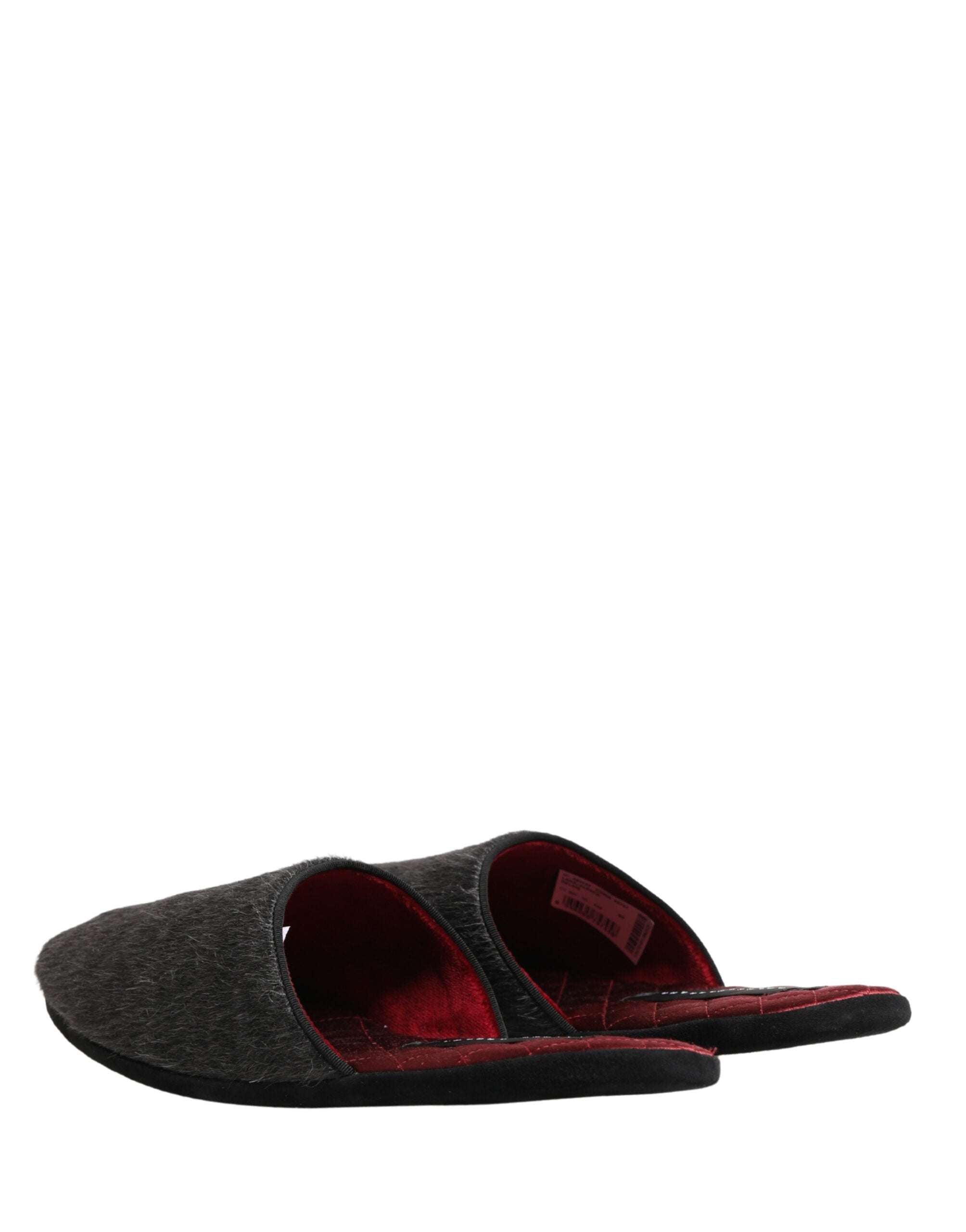 Dolce & Gabbana Dark Gray Anthracite Wool Slippers-6