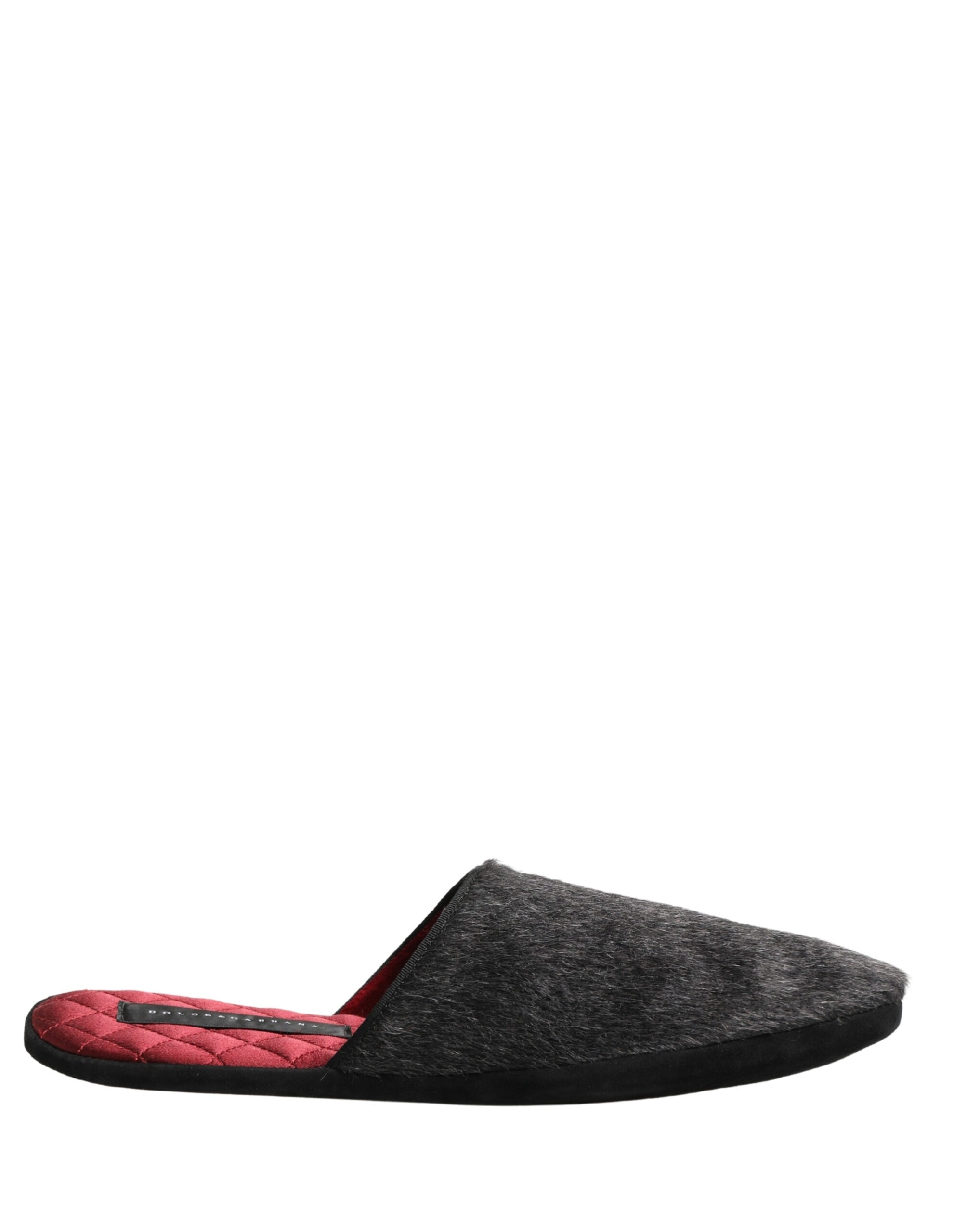 Dolce & Gabbana Dark Gray Anthracite Wool Slippers-2