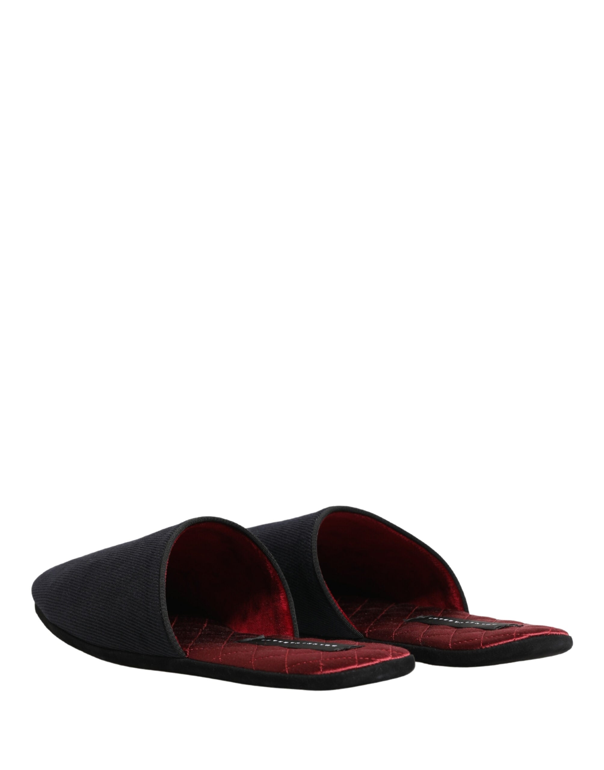 Dolce & Gabbana Dark Blue Wool Cotton Slippers with Red Chevron Pattern-6