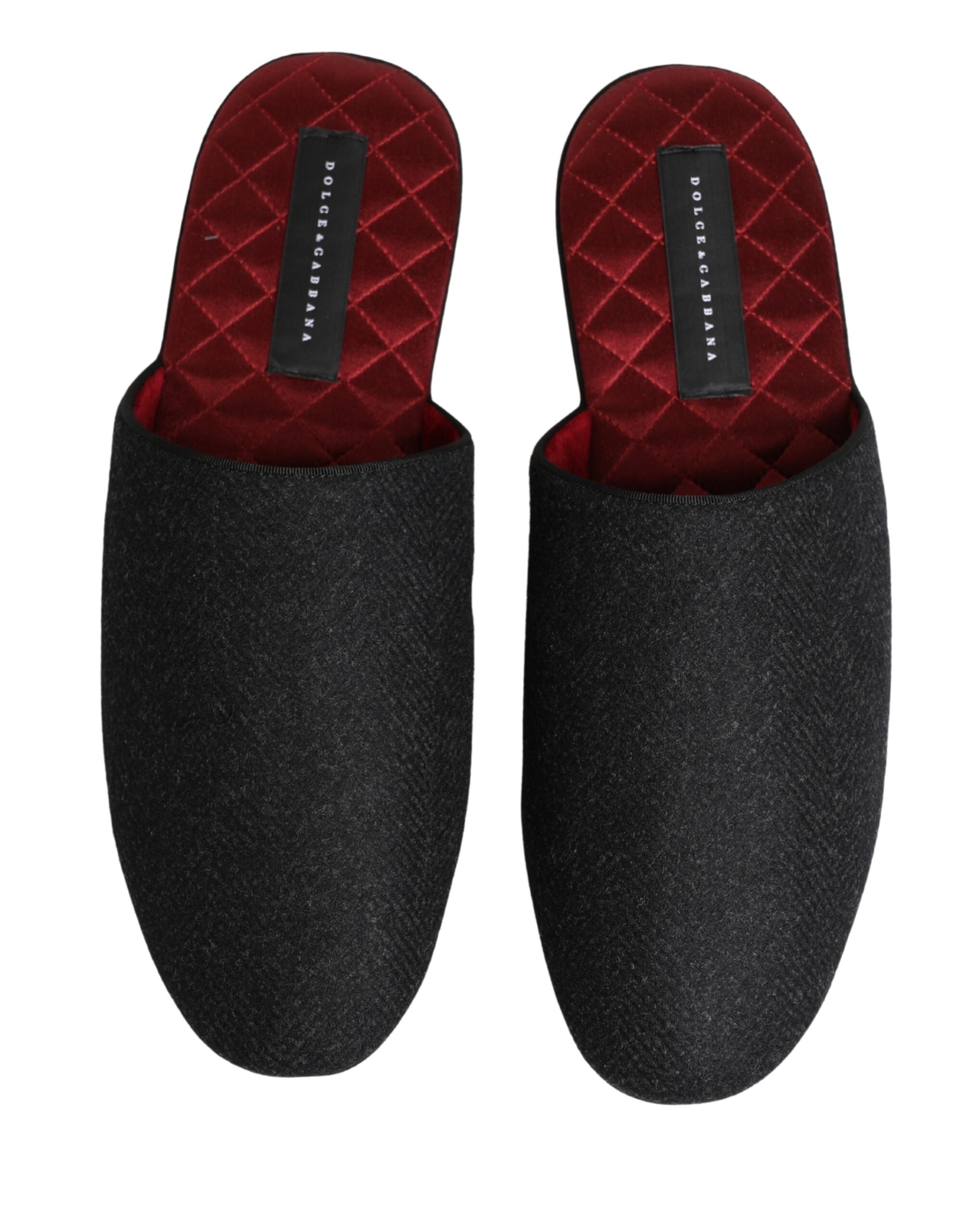 Dolce & Gabbana Anthrazit Woll-Kaschmir Stepp-Slipper-4