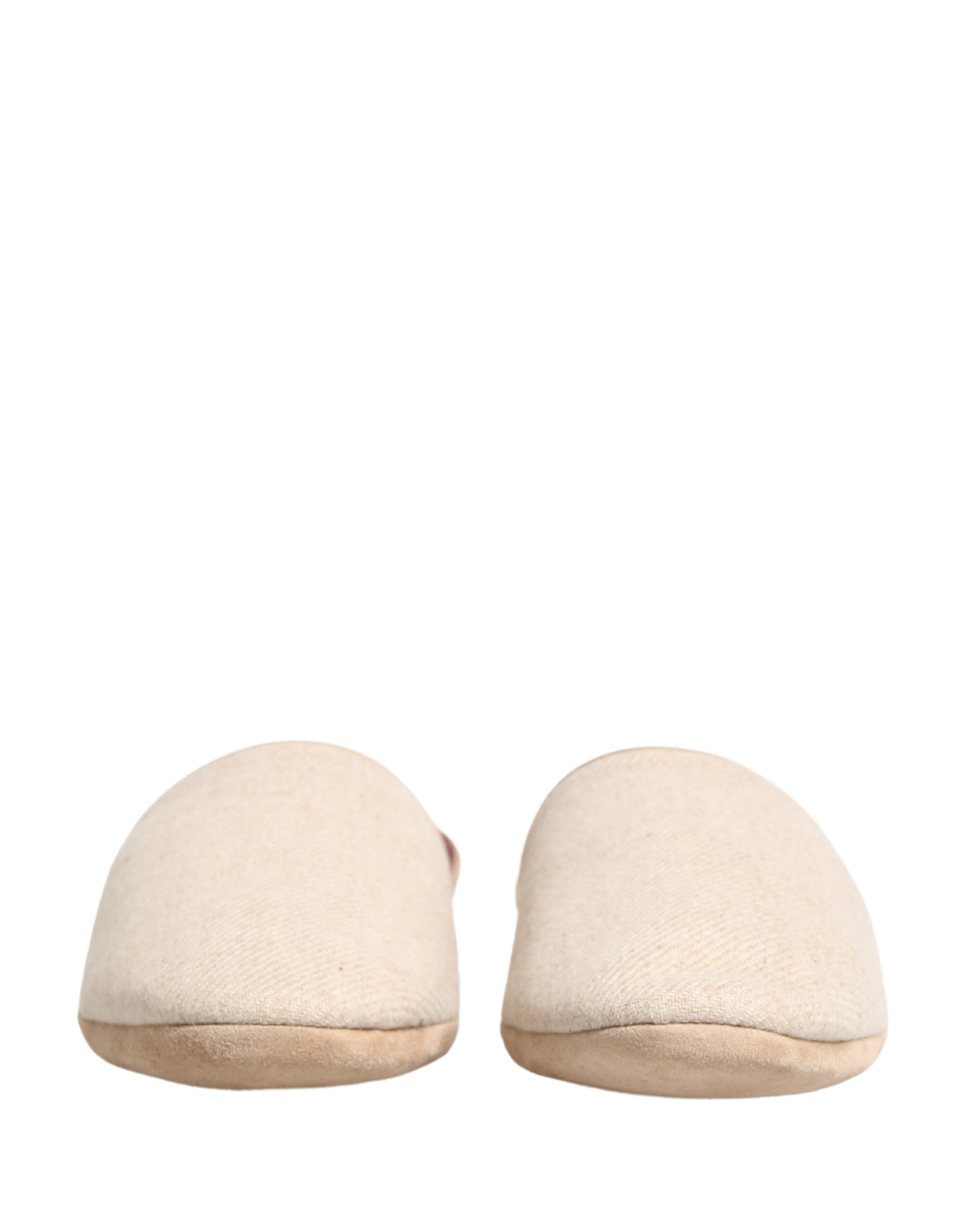 Dolce & Gabbana Beige Shetland Wool Red Quilted Slippers Shoes-3