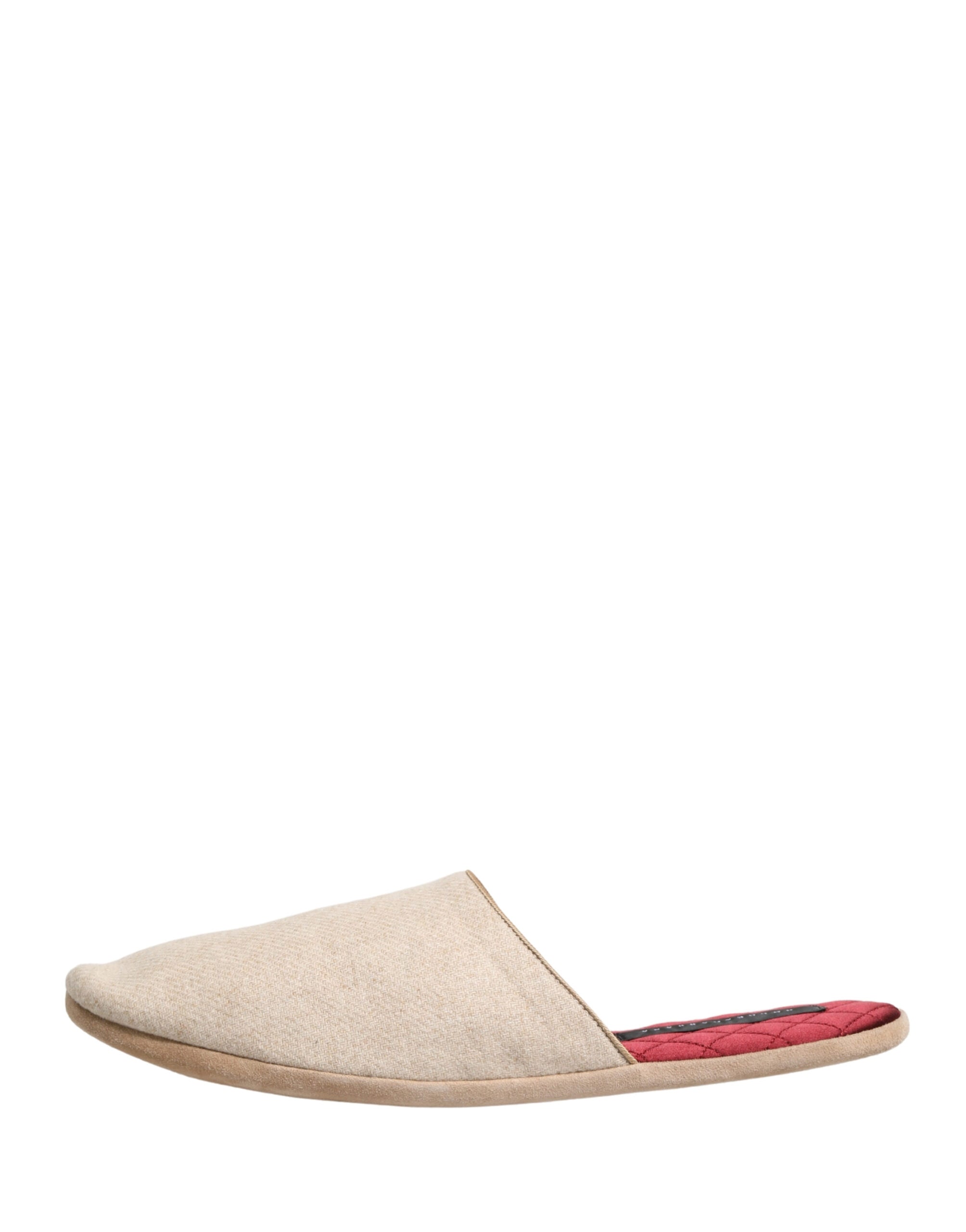 Dolce & Gabbana Beige Shetland Wool Red Quilted Slippers Shoes-7