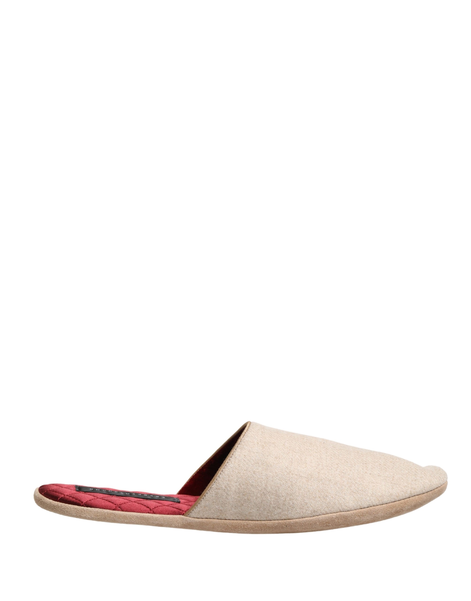 Dolce & Gabbana Beige Shetland Wool Red Quilted Slippers Shoes-2