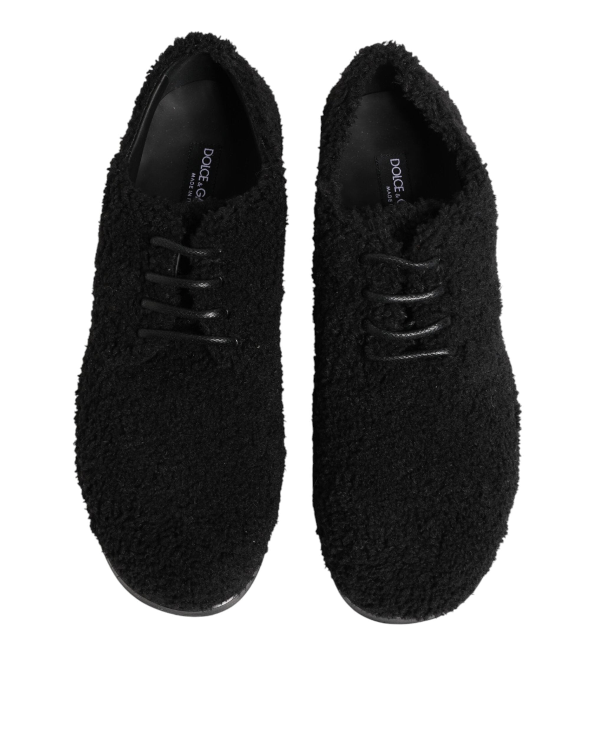 Dolce & Gabbana Men's Black Riccio Lambskin Dress Derby Shoes-4