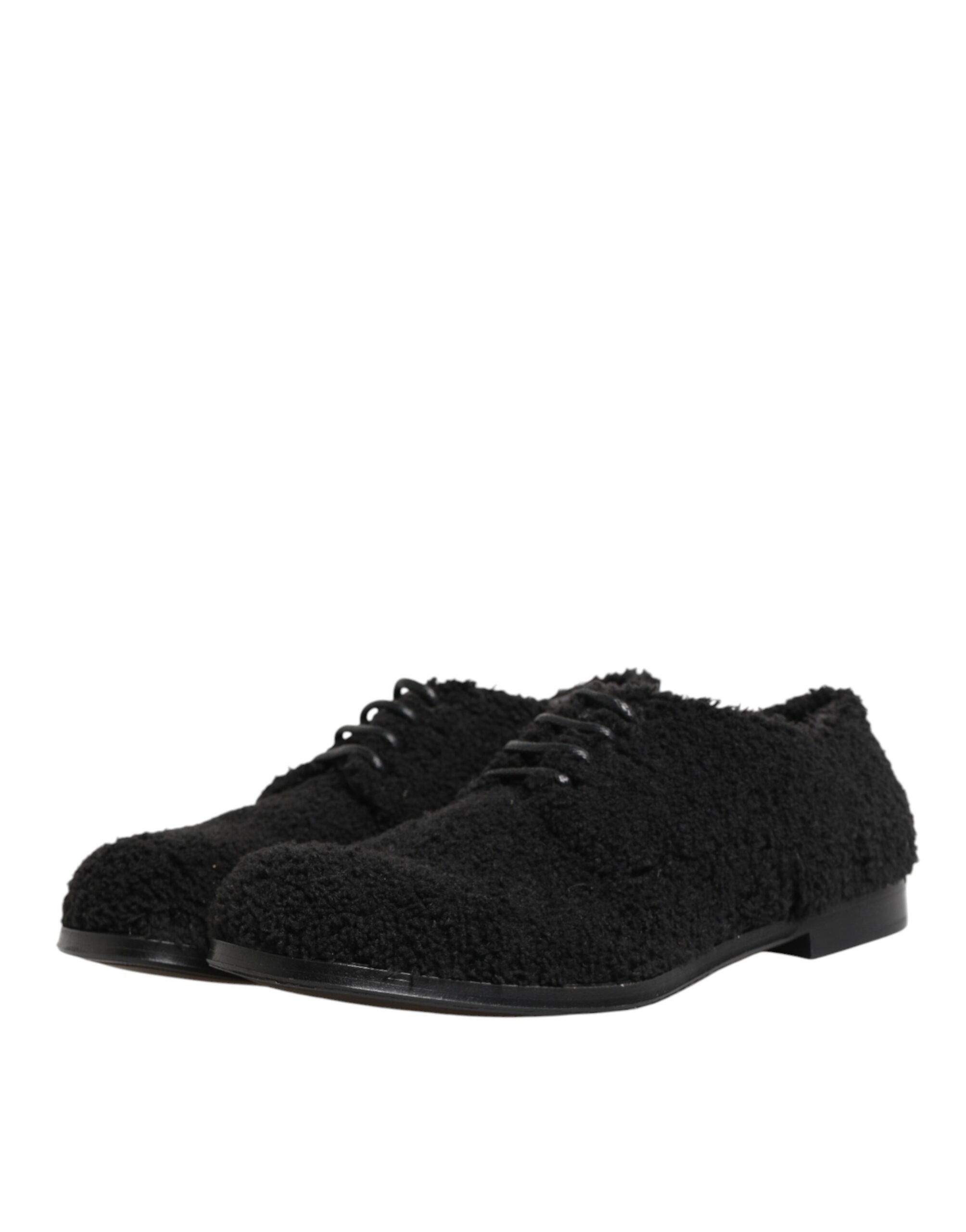 Dolce & Gabbana Men's Black Riccio Lambskin Dress Derby Shoes-5