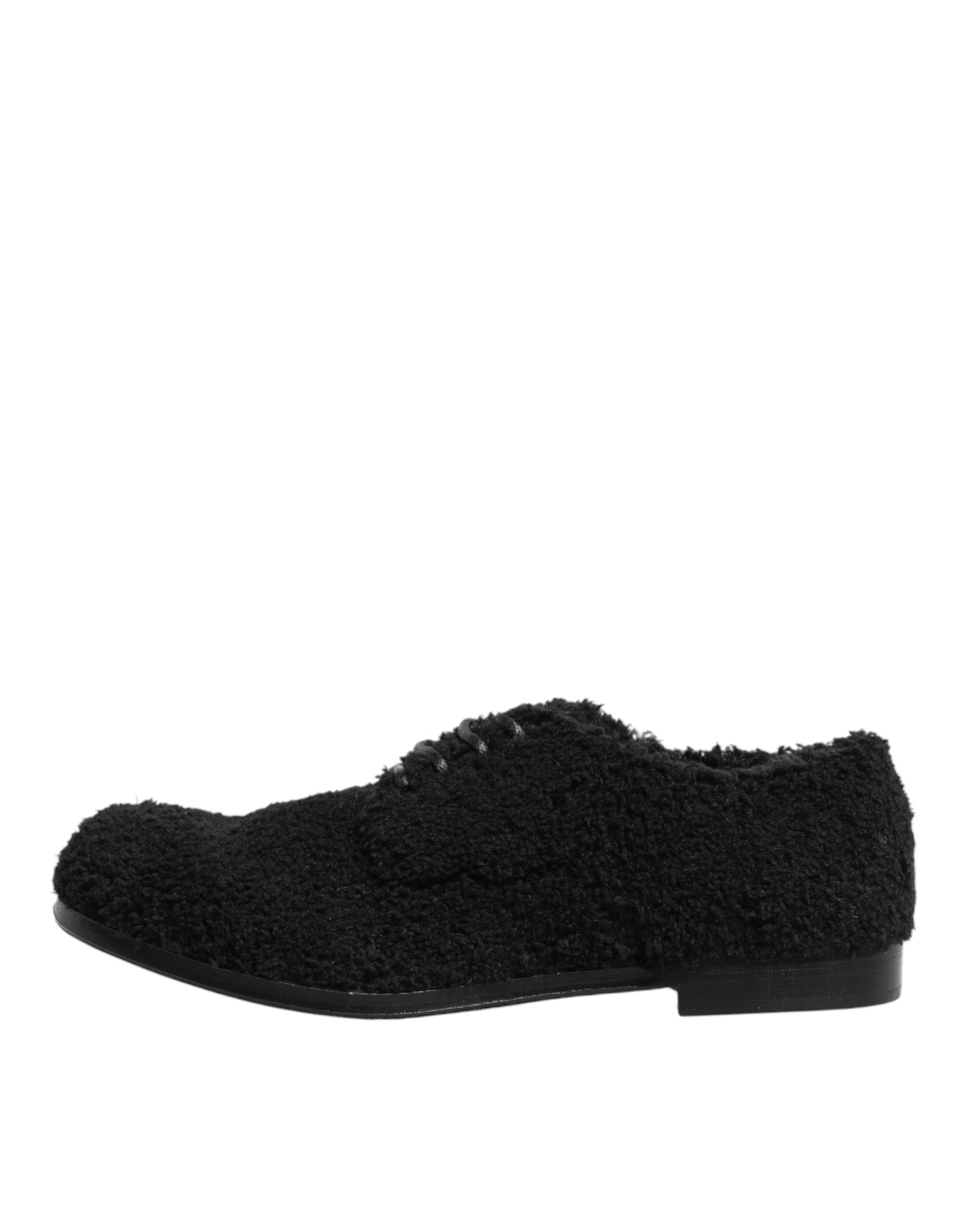 Dolce & Gabbana Men's Black Riccio Lambskin Dress Derby Shoes-7