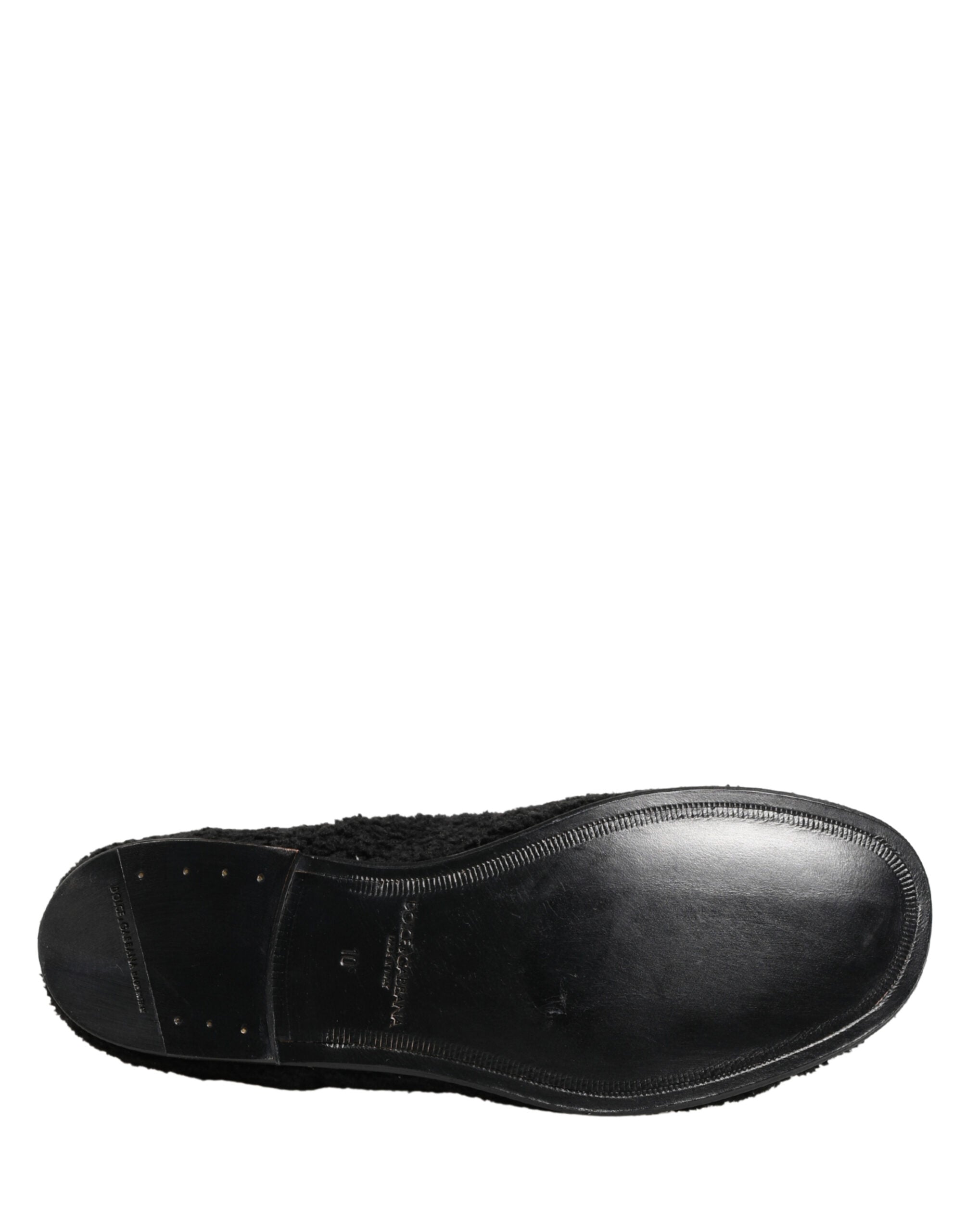 Dolce & Gabbana Men's Black Riccio Lambskin Dress Derby Shoes-8