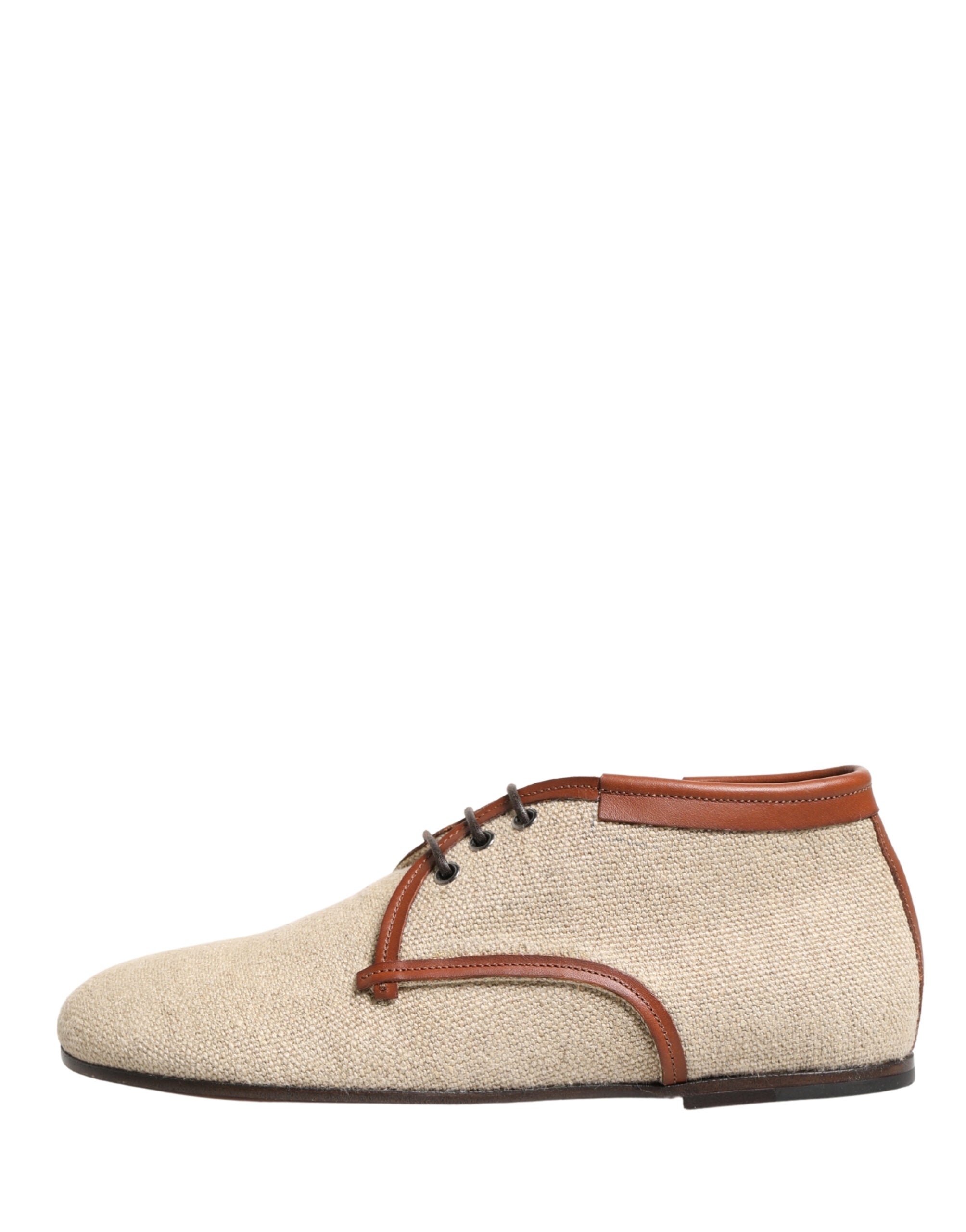 Dolce & Gabbana Men's Beige Canvas Lace-Up Derbies-7