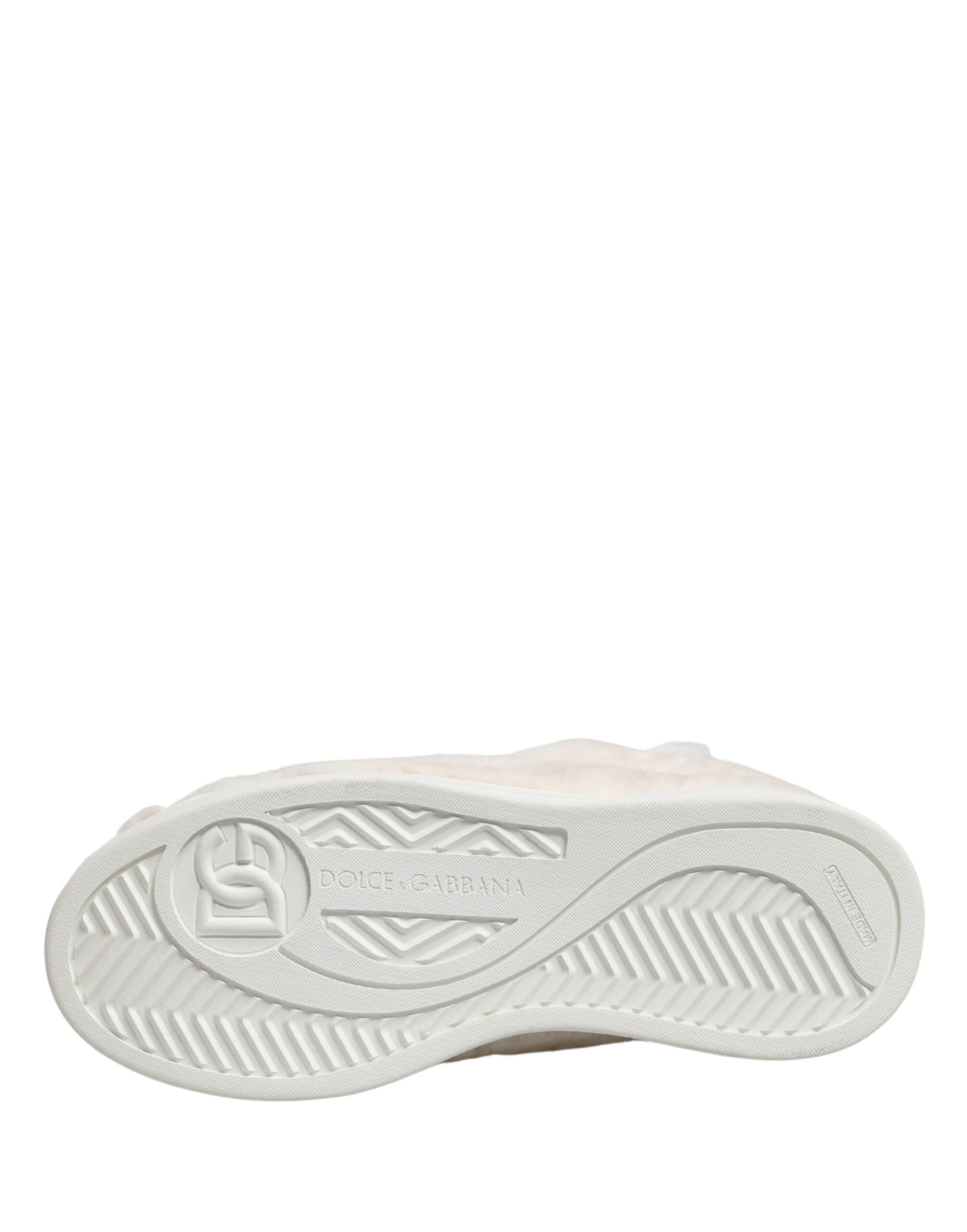 Dolce & Gabbana Weiße Shearling-Fell Bianco Low-Top-Sneaker Schuhe-8
