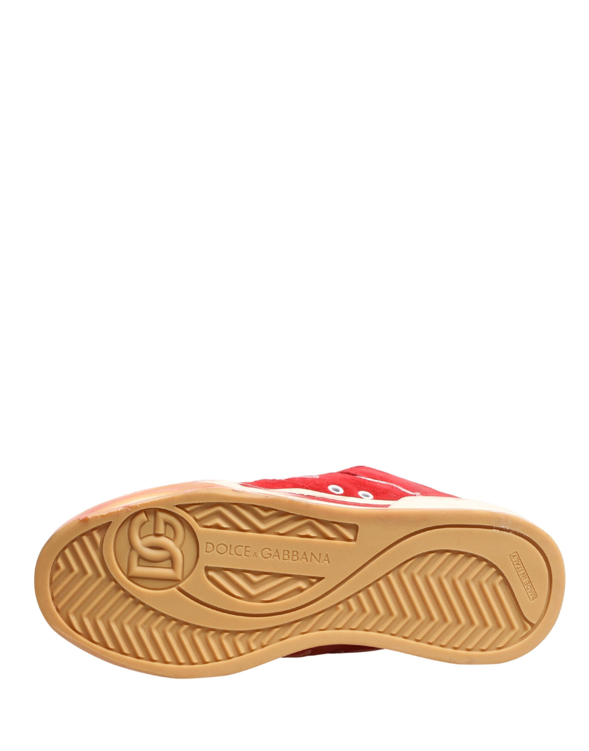 Dolce & Gabbana Red White Suede DG Logo Low Top Sneakers Shoes-2