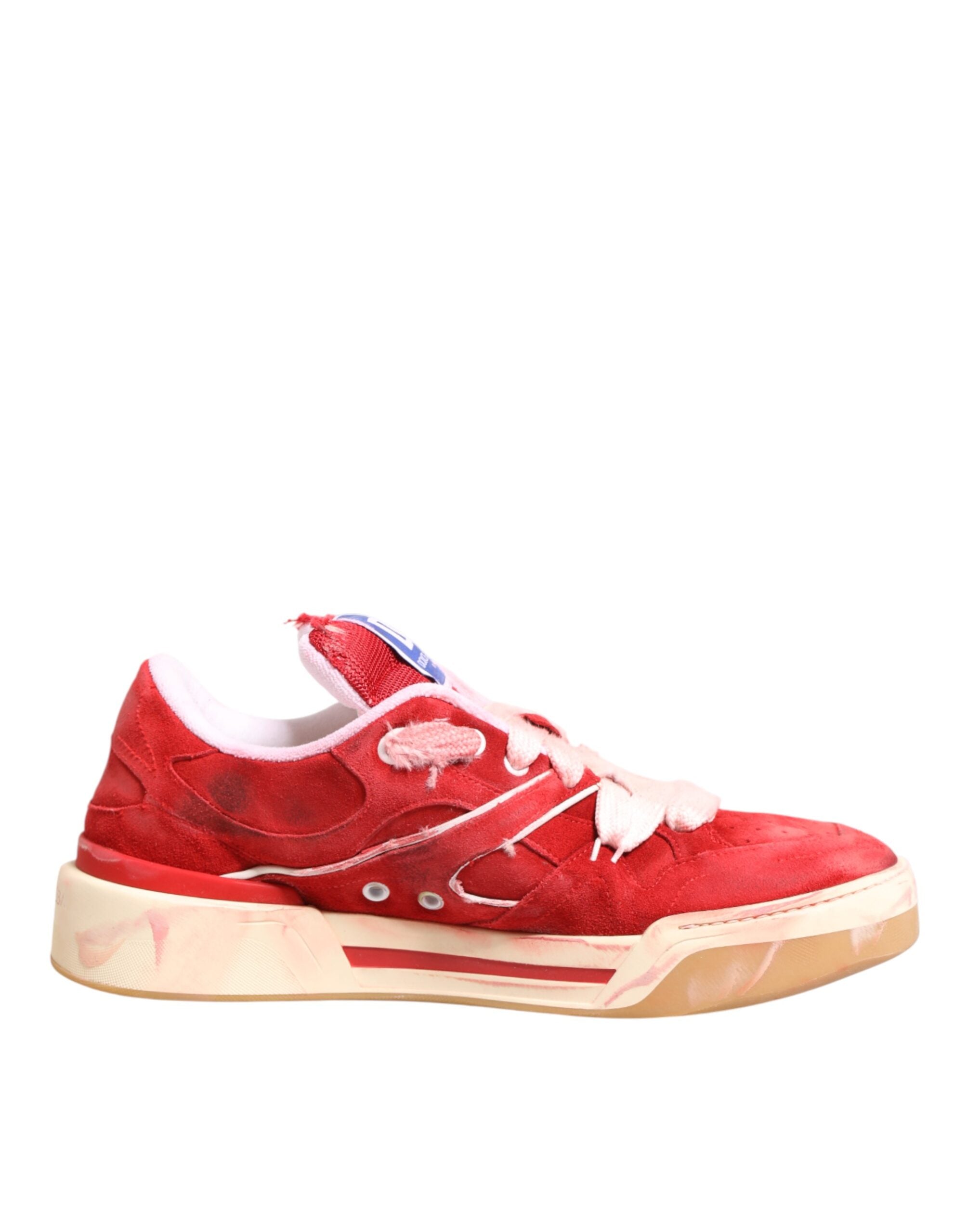 Dolce & Gabbana Red White Suede DG Logo Low Top Sneakers Shoes-1