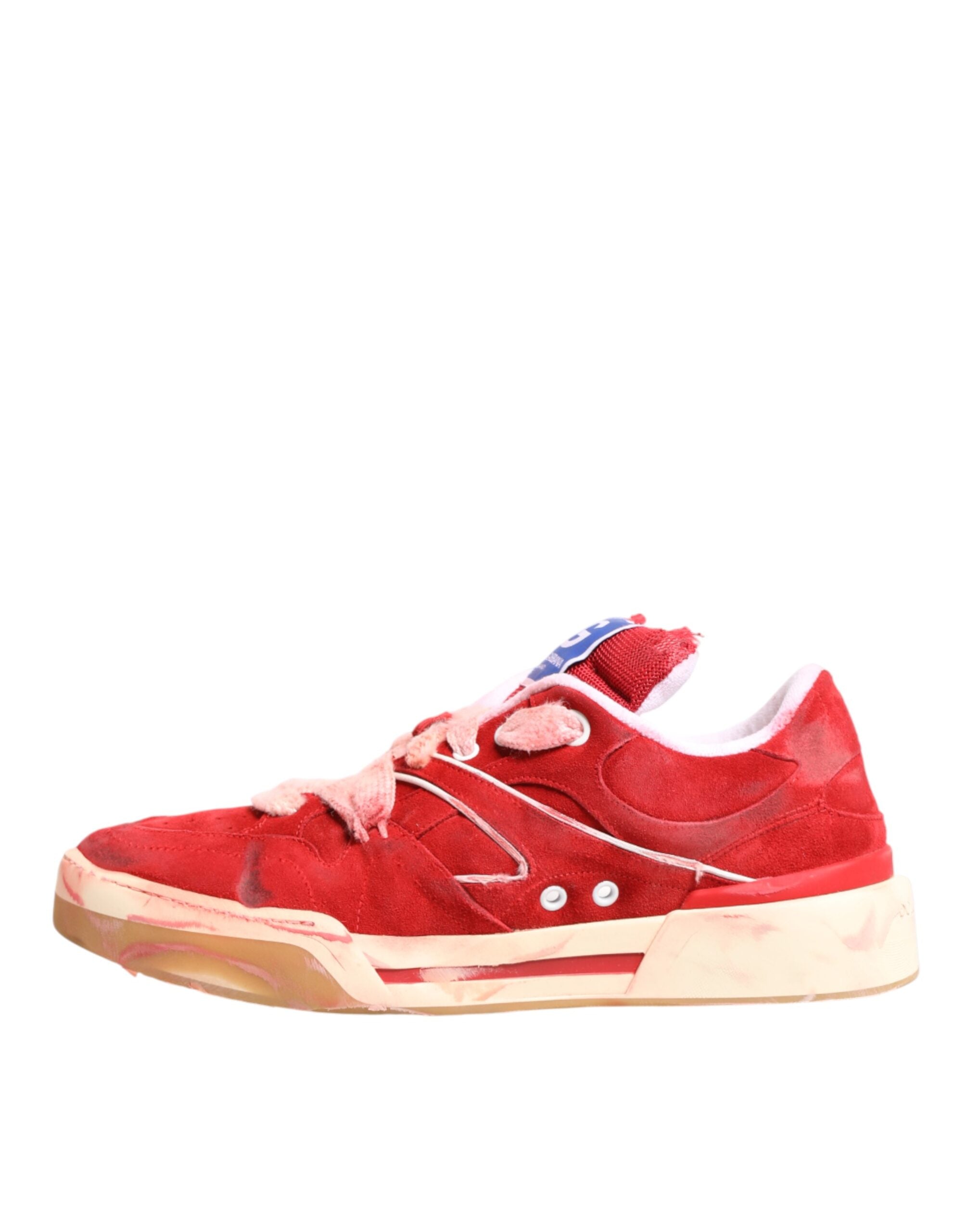 Dolce & Gabbana Red White Suede DG Logo Low Top Sneakers Shoes-4