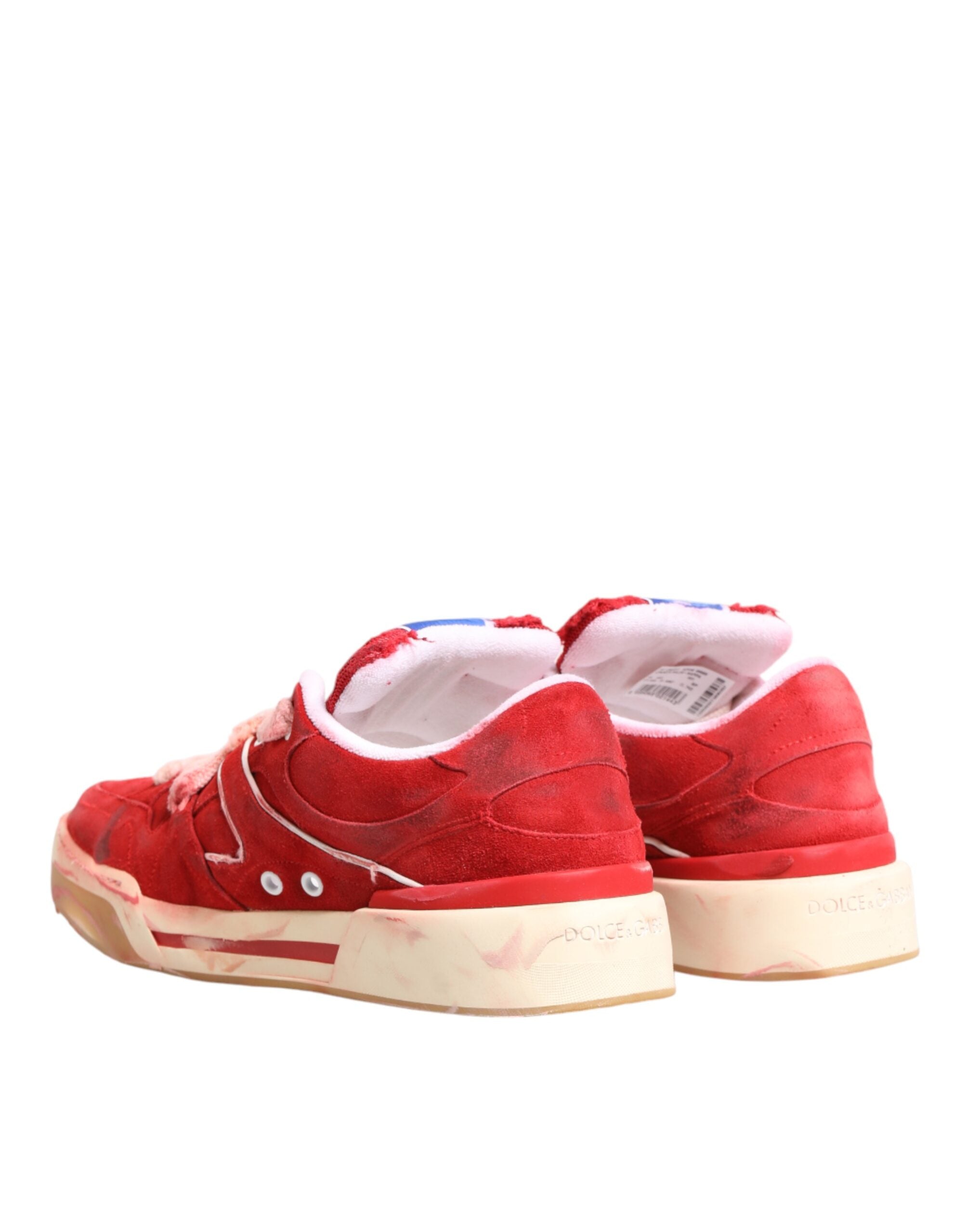 Dolce & Gabbana Red White Suede DG Logo Low Top Sneakers Shoes-5