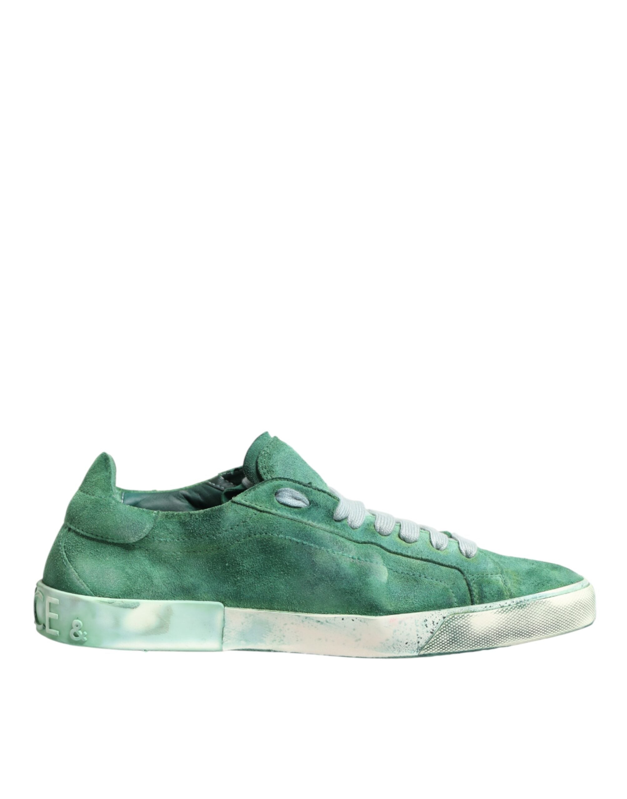 Dolce & Gabbana Green Suede Sneakers with DG Logo Sole, Low-Top-2