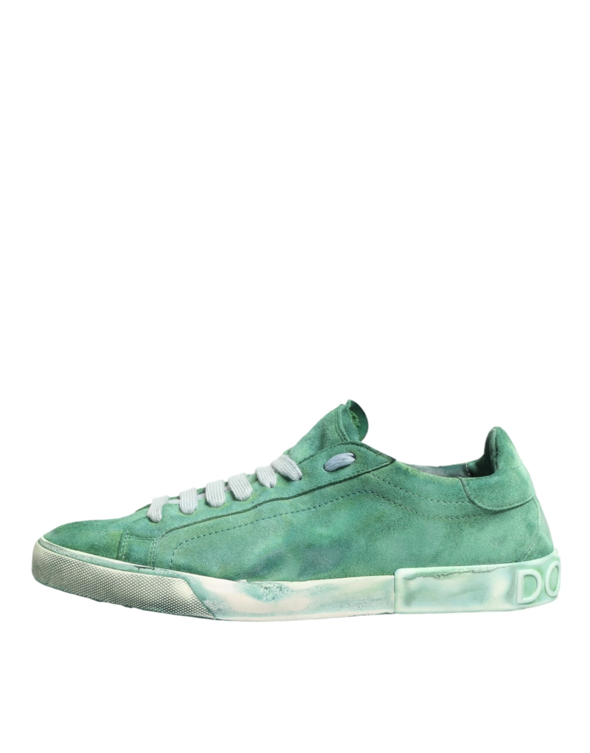 Dolce & Gabbana Green Suede Sneakers with DG Logo Sole, Low-Top-7