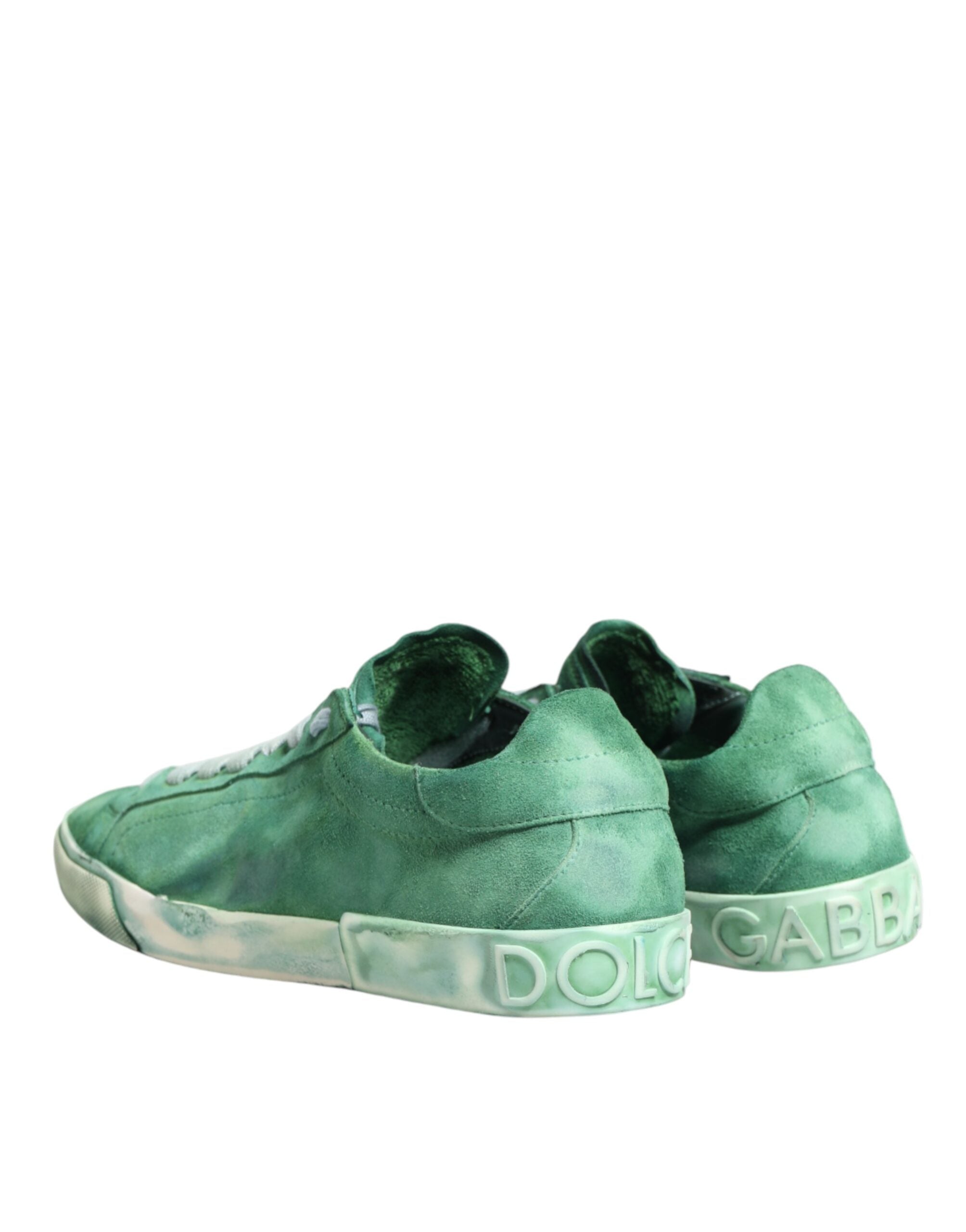 Dolce & Gabbana Green Suede Sneakers with DG Logo Sole, Low-Top-6