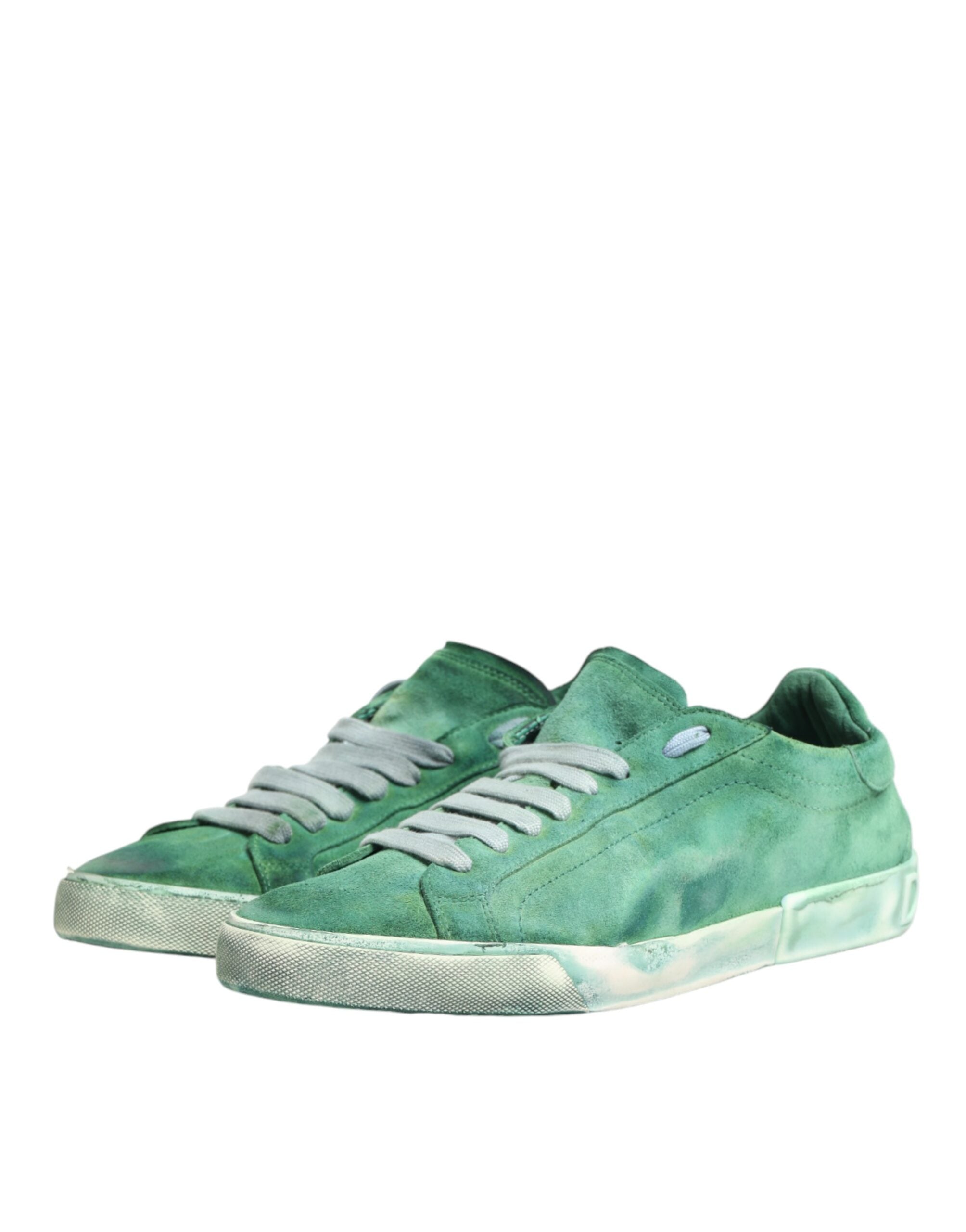 Dolce & Gabbana Green Suede Sneakers with DG Logo Sole, Low-Top-5