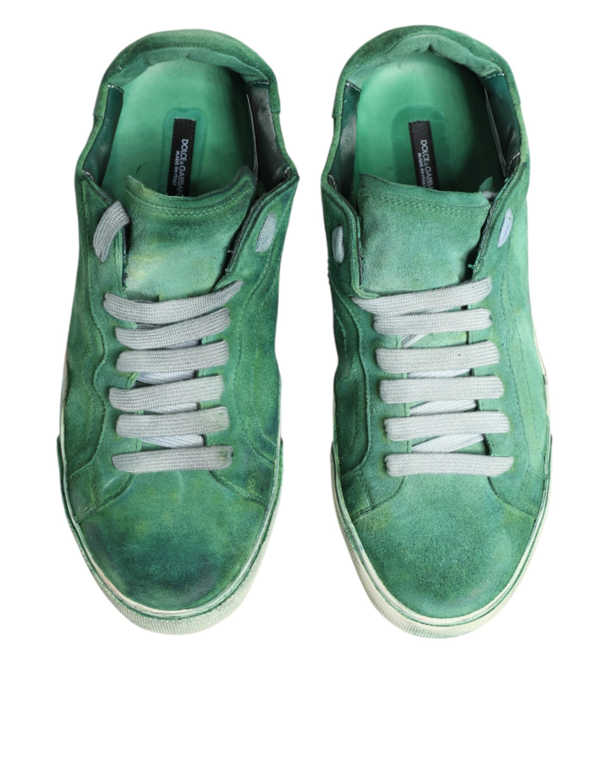 Dolce & Gabbana Green Suede Sneakers with DG Logo Sole, Low-Top-4