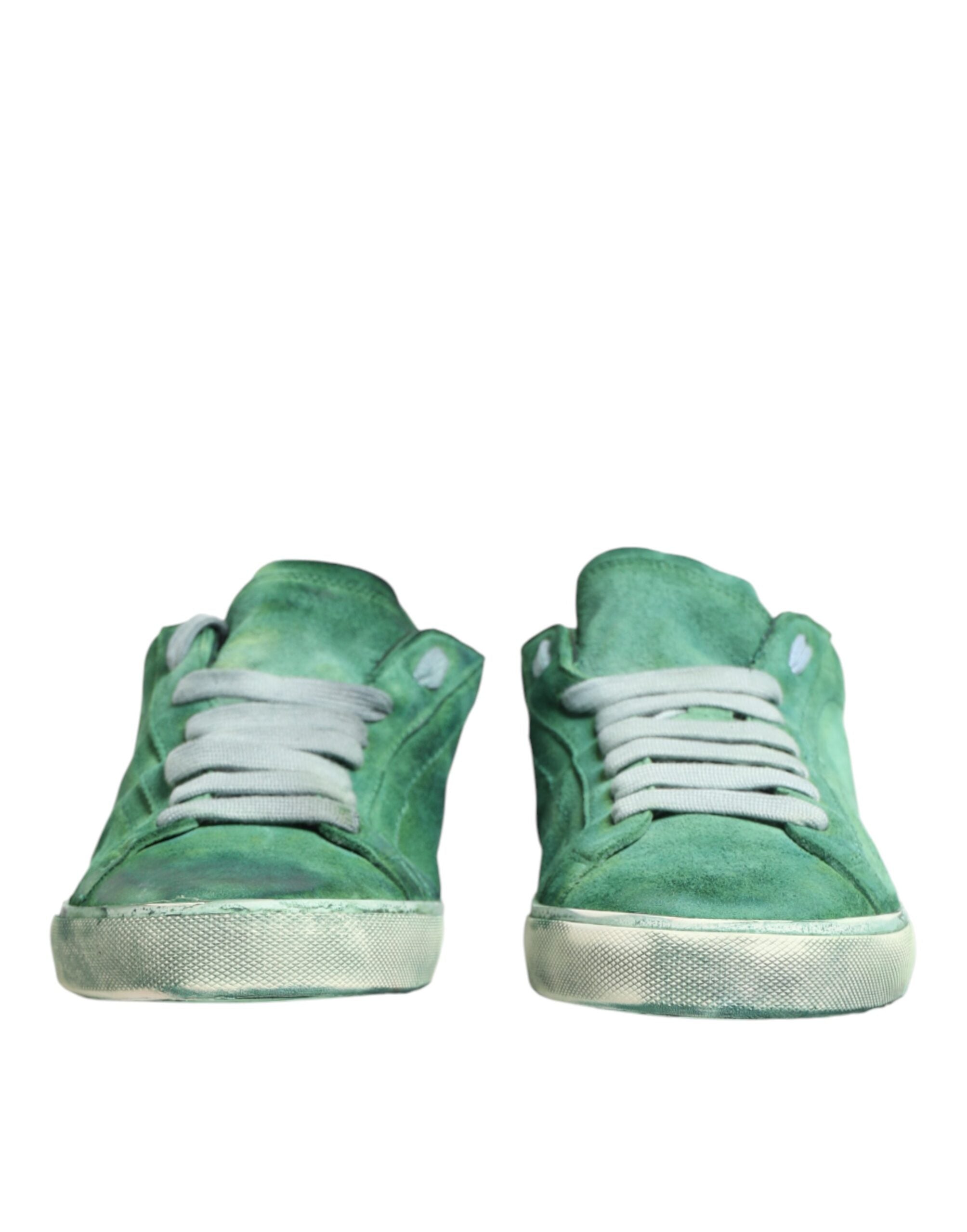 Dolce & Gabbana Green Suede Sneakers with DG Logo Sole, Low-Top-3