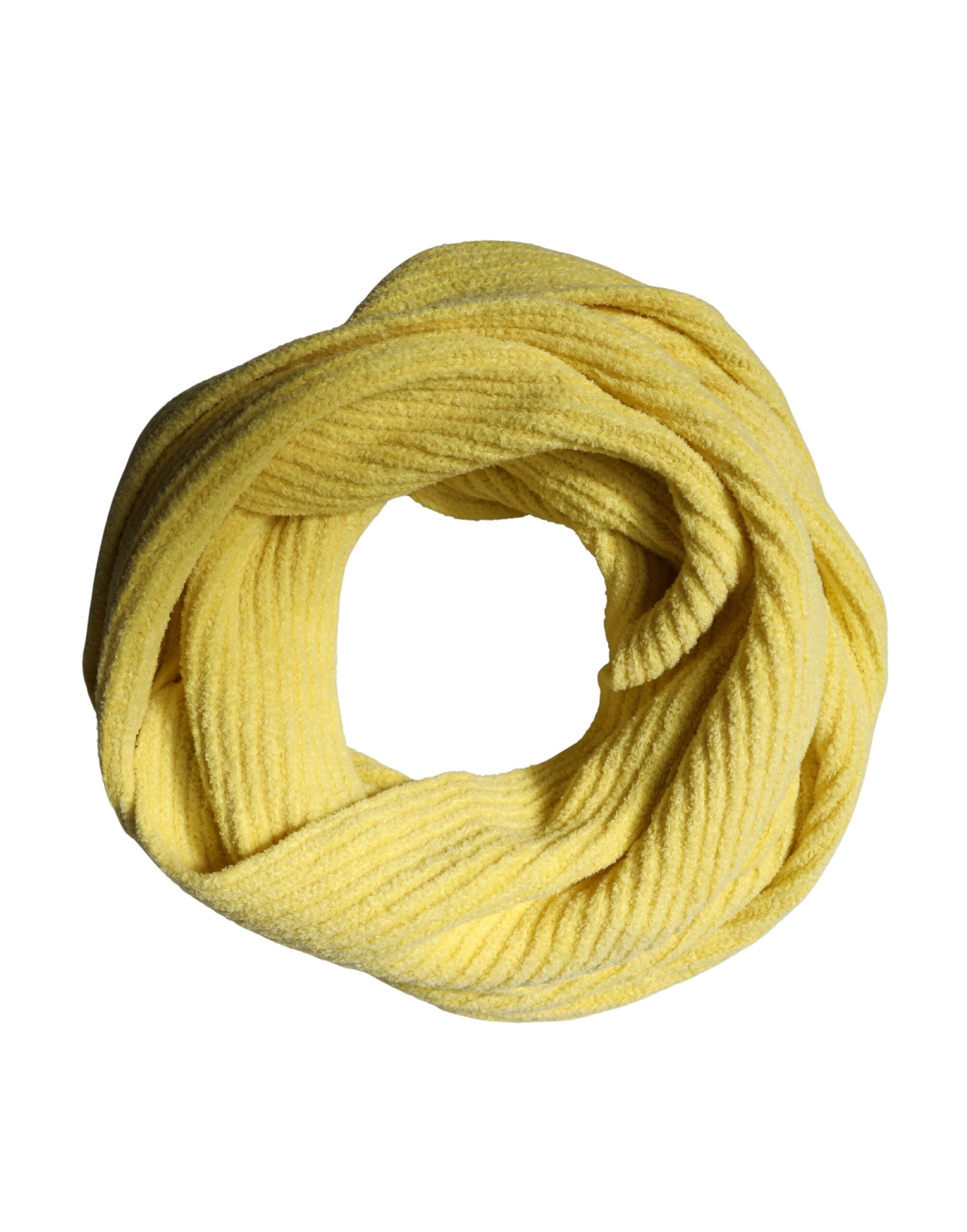Dolce & Gabbana Men's Yellow Cotton Knit Scarf 270cm x 31cm-4