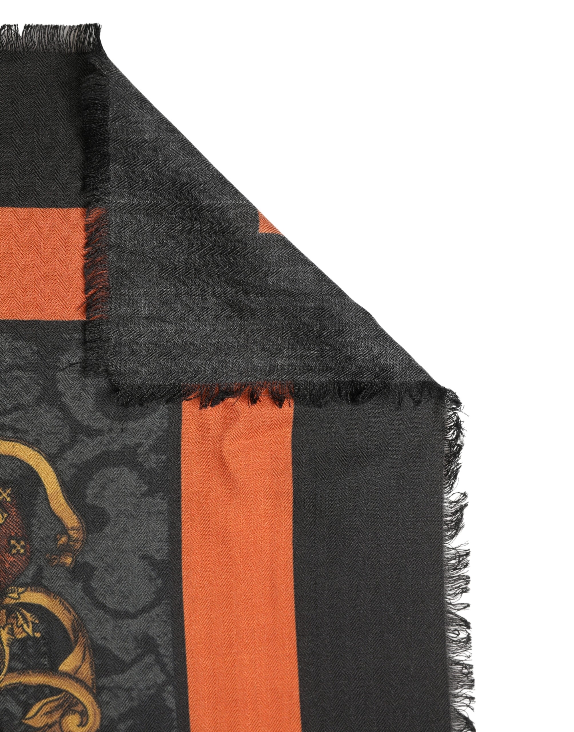 Dolce & Gabbana Multicolor Cashmere Scarf with Crest Print, 272 cm x 132 cm-3
