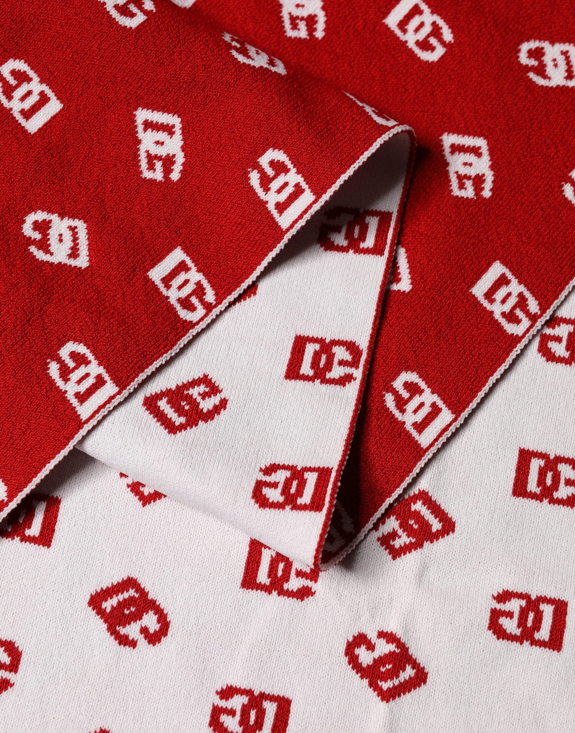 Dolce & Gabbana Logo-Print Silk Scarf in Red and White 201cm x 40.5cm Men's Scarf-4