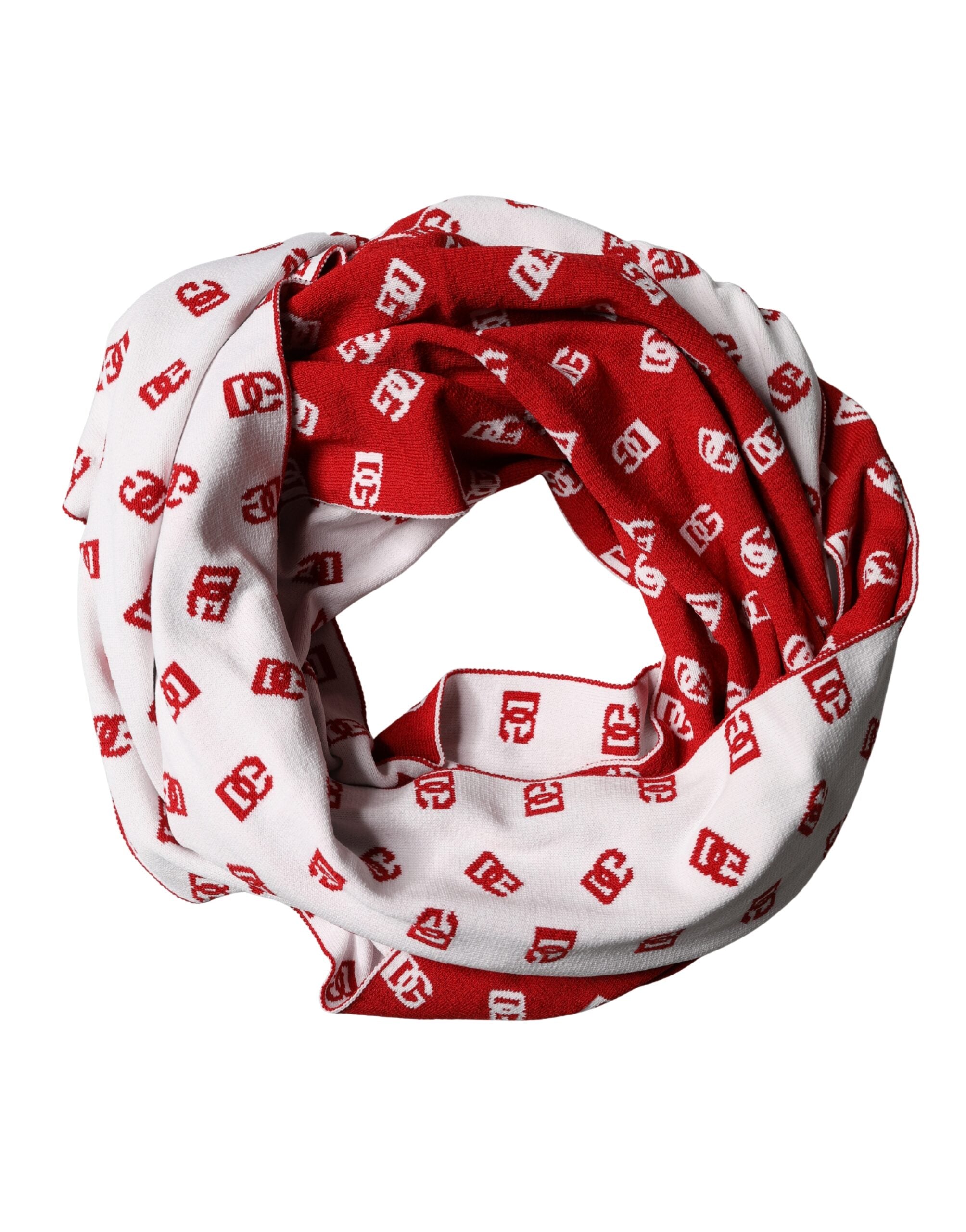 Dolce & Gabbana Logo-Print Silk Scarf in Red and White 201cm x 40.5cm Men's Scarf-5