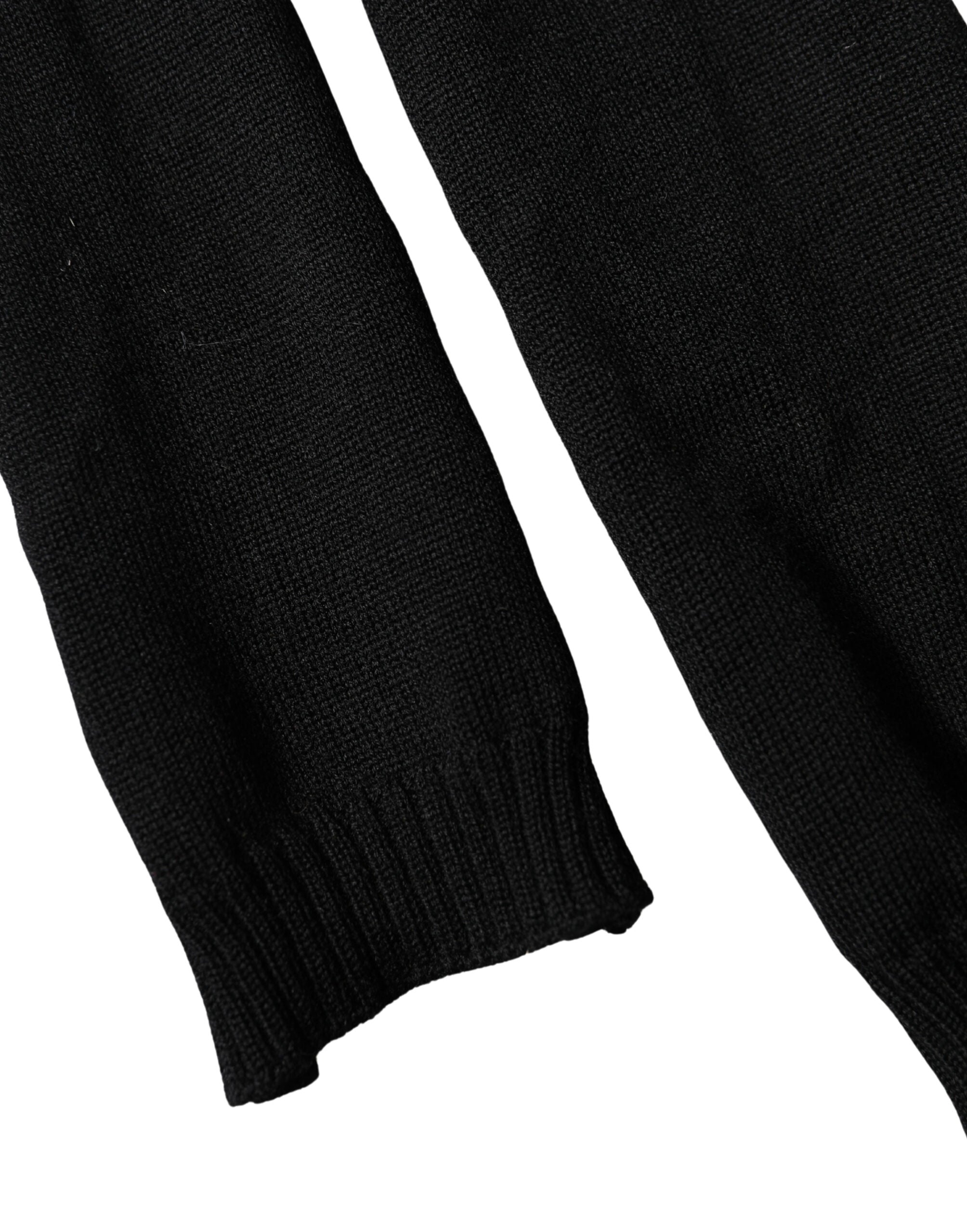 Dolce & Gabbana Black Knitted Wool Scarf 259cm x 17cm Men's Scarf-3