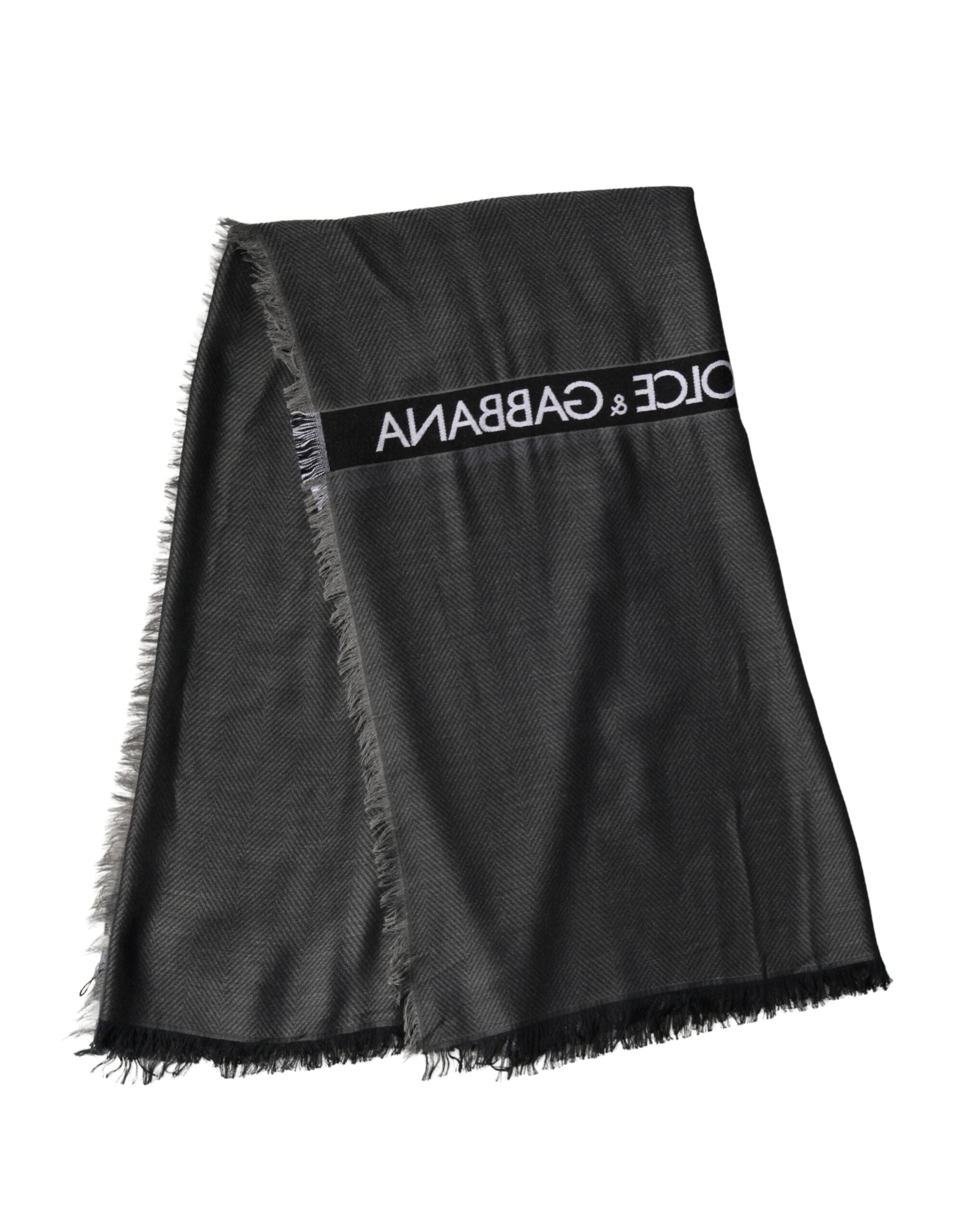 Dolce & Gabbana Black Modal Warm Scarf with Fringes 140cm x 134cm Men's Scarf-1