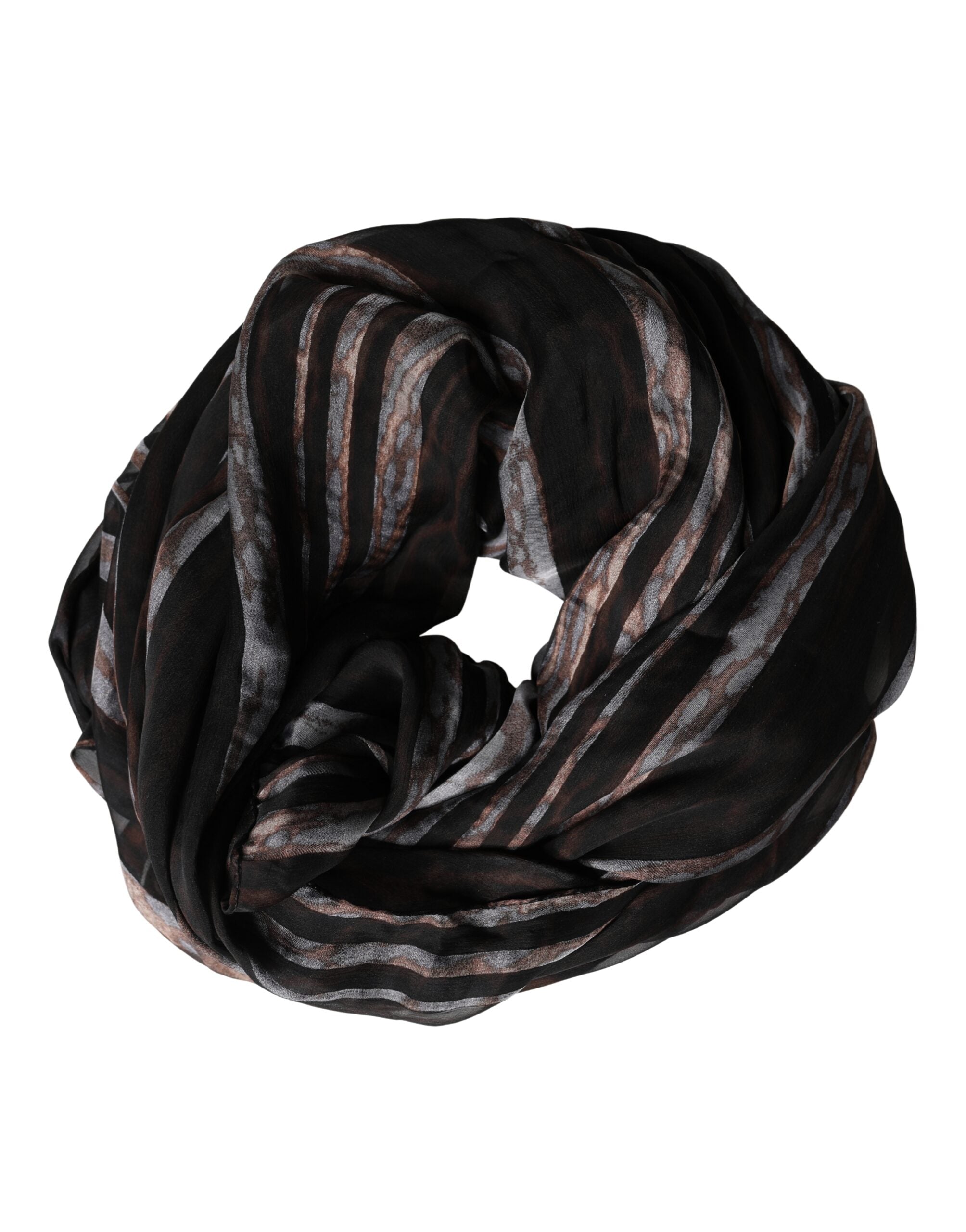 Dolce & Gabbana Black Striped Silk Scarf 193cm x 131cm Stole-1