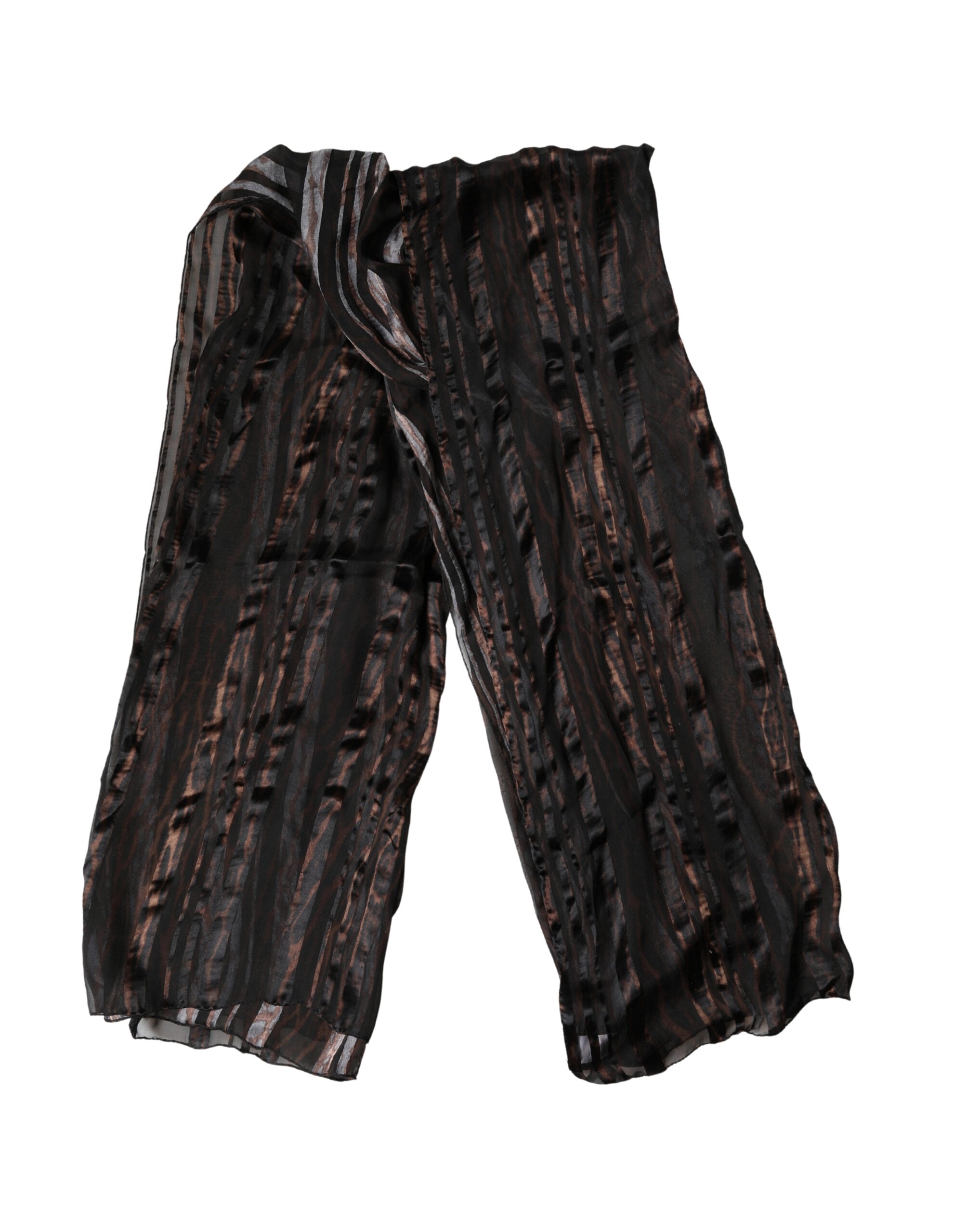 Dolce & Gabbana Black Striped Silk Scarf 193cm x 131cm Stole-4