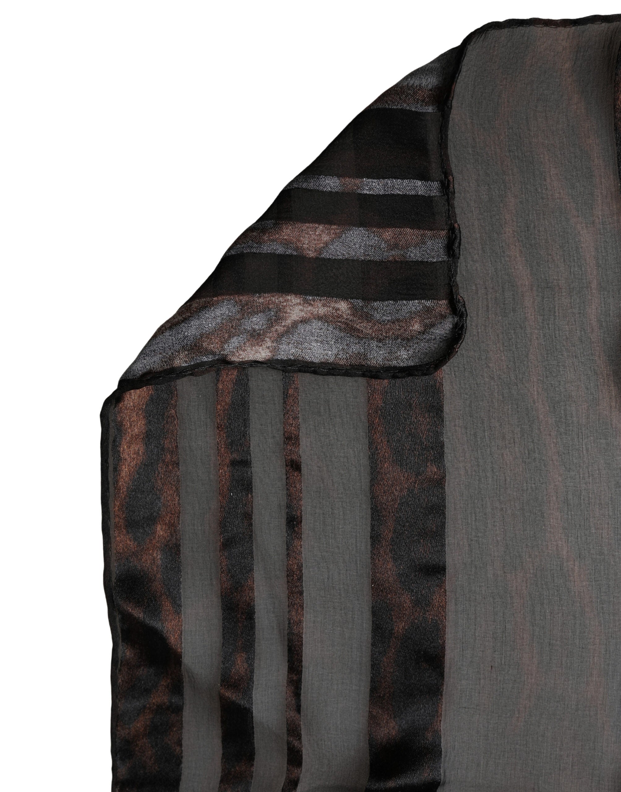 Dolce & Gabbana Black Striped Silk Scarf 193cm x 131cm Stole-5