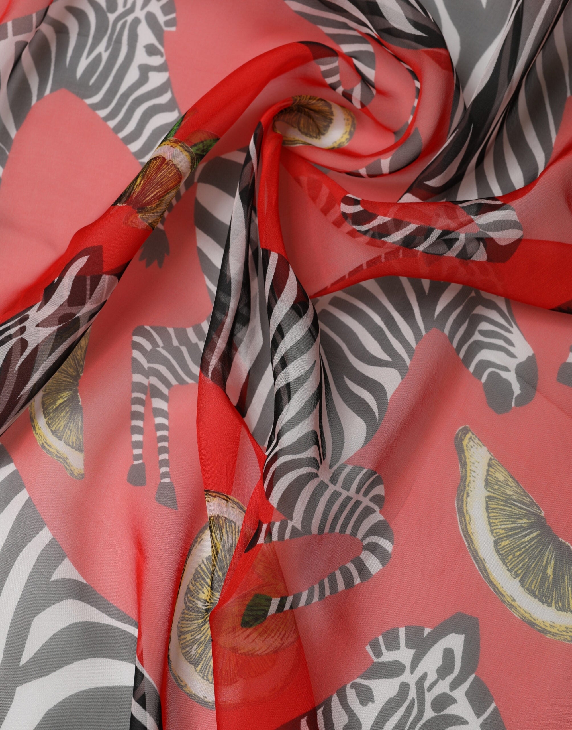 Dolce & Gabbana Roter Schal aus Seide im Zebra-Print, Wickeloptik, 200cm x 132cm-5