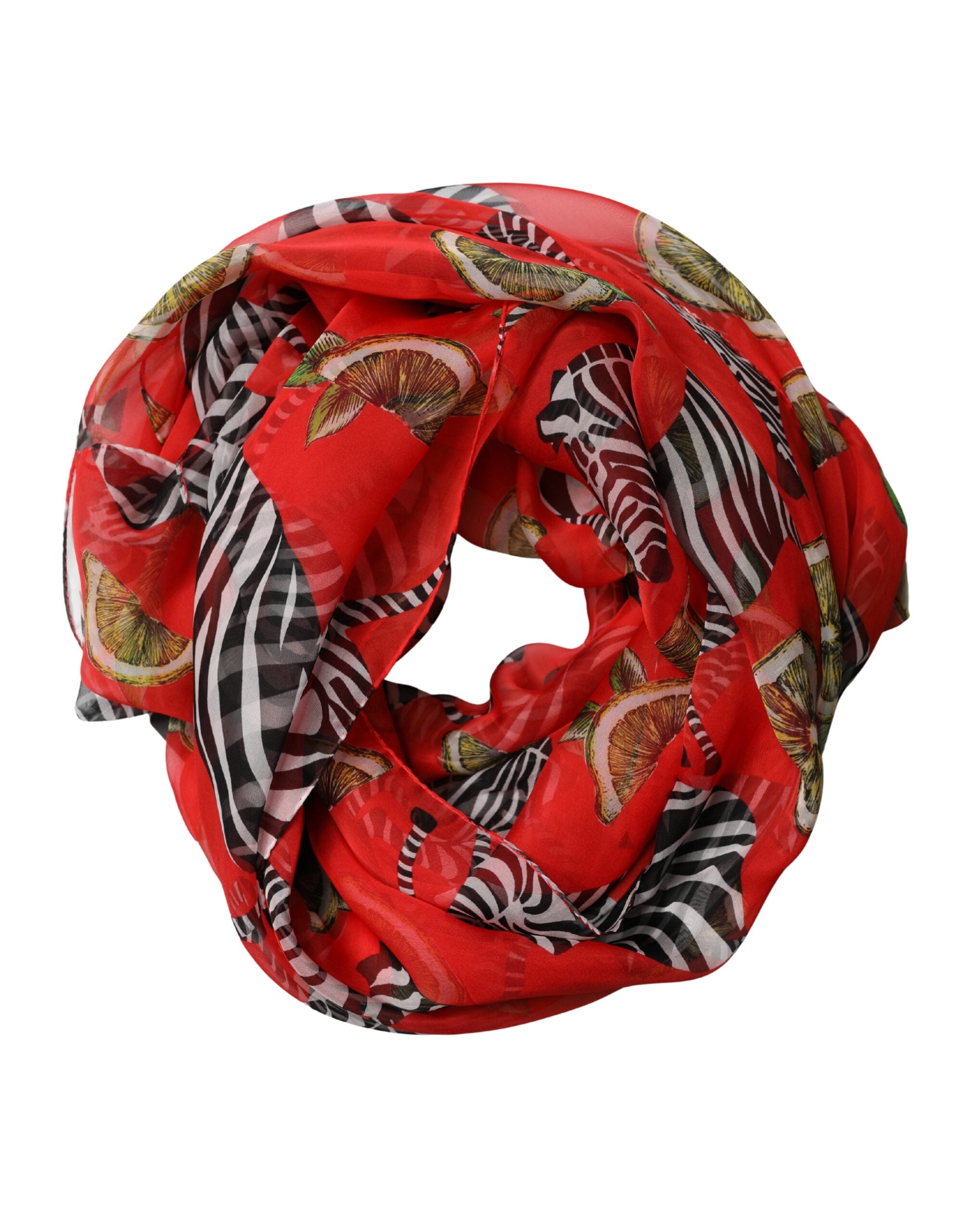 Dolce & Gabbana Roter Schal aus Seide im Zebra-Print, Wickeloptik, 200cm x 132cm-2