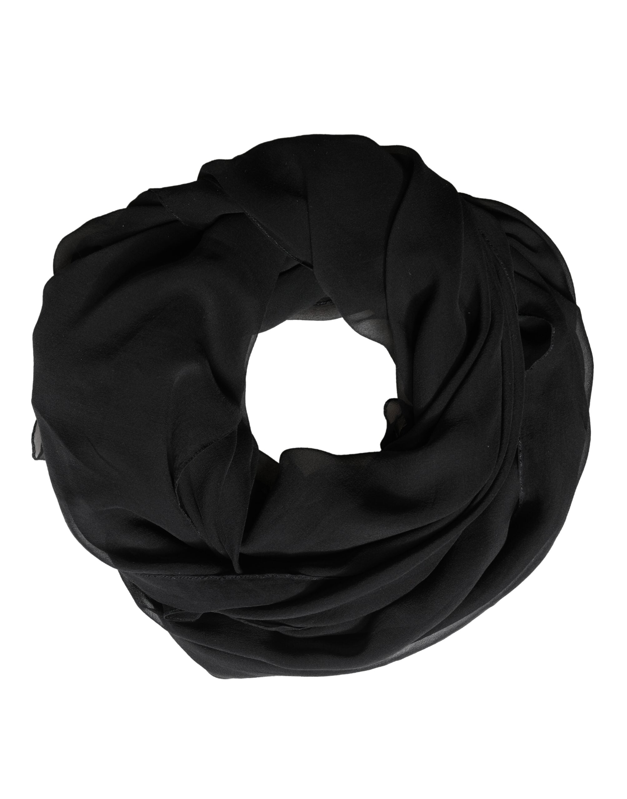 Dolce & Gabbana Black Silk Neck Wrap Shawl Stole 167cm x 126cm-5