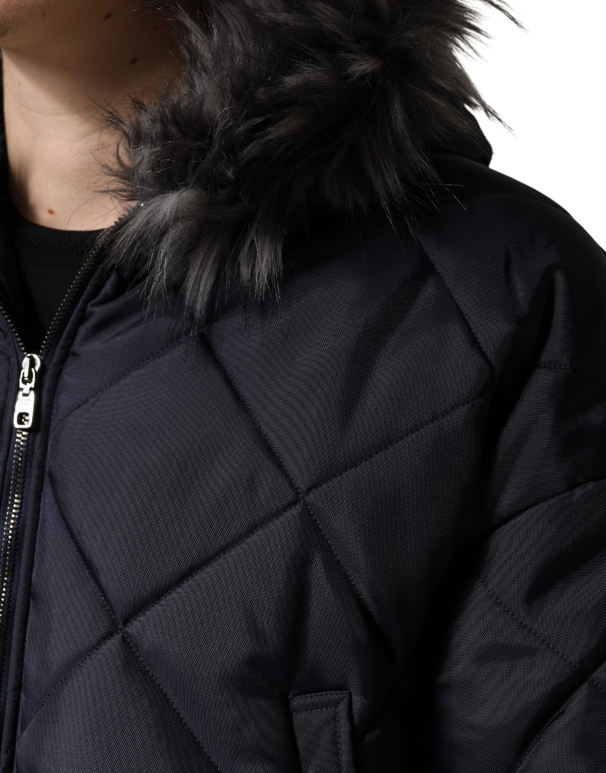 Dolce & Gabbana Black Quilted Lambskin Hooded Jacket-6
