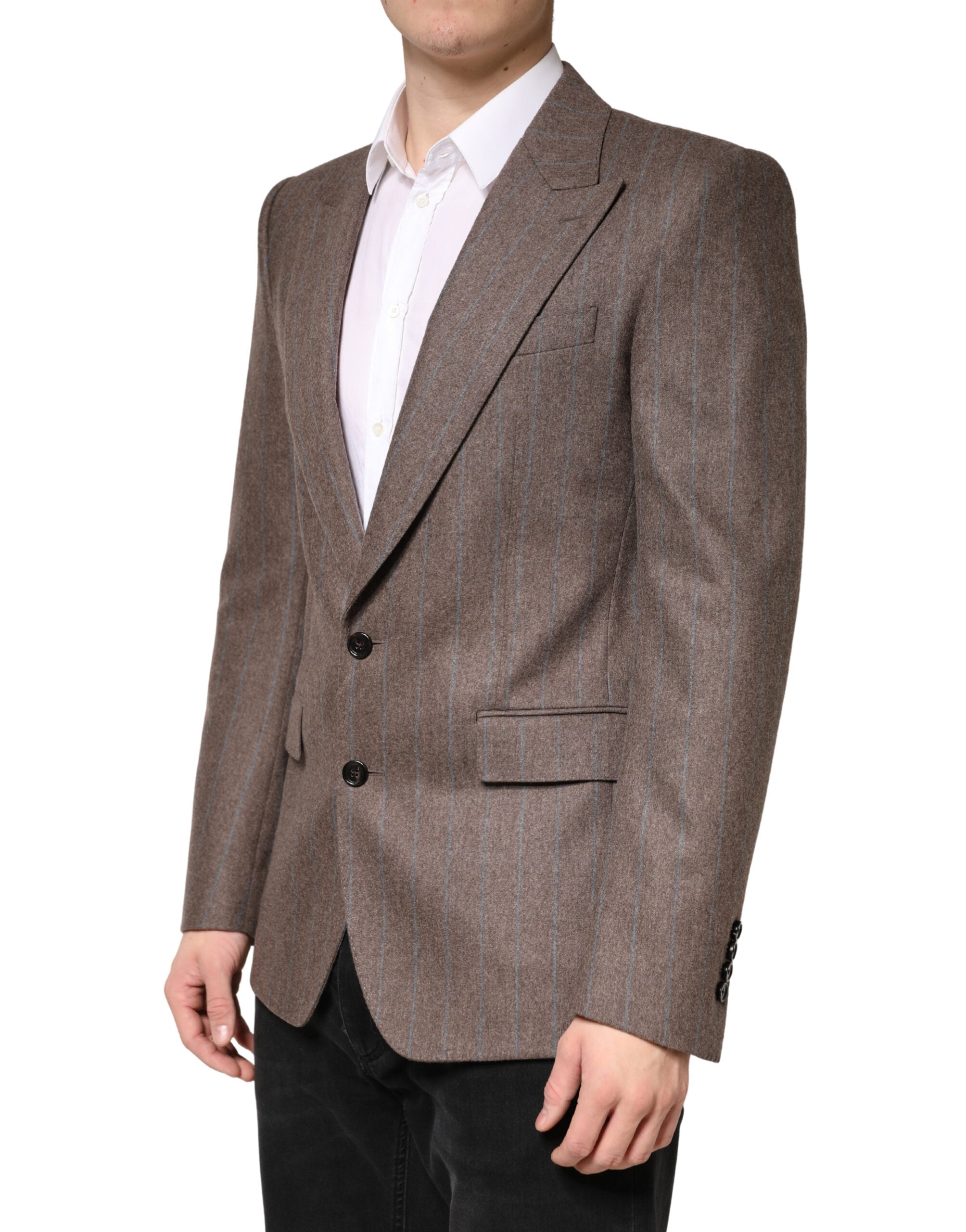 Dolce & Gabbana Brown Pinstripe Single-Breasted Blazer-3