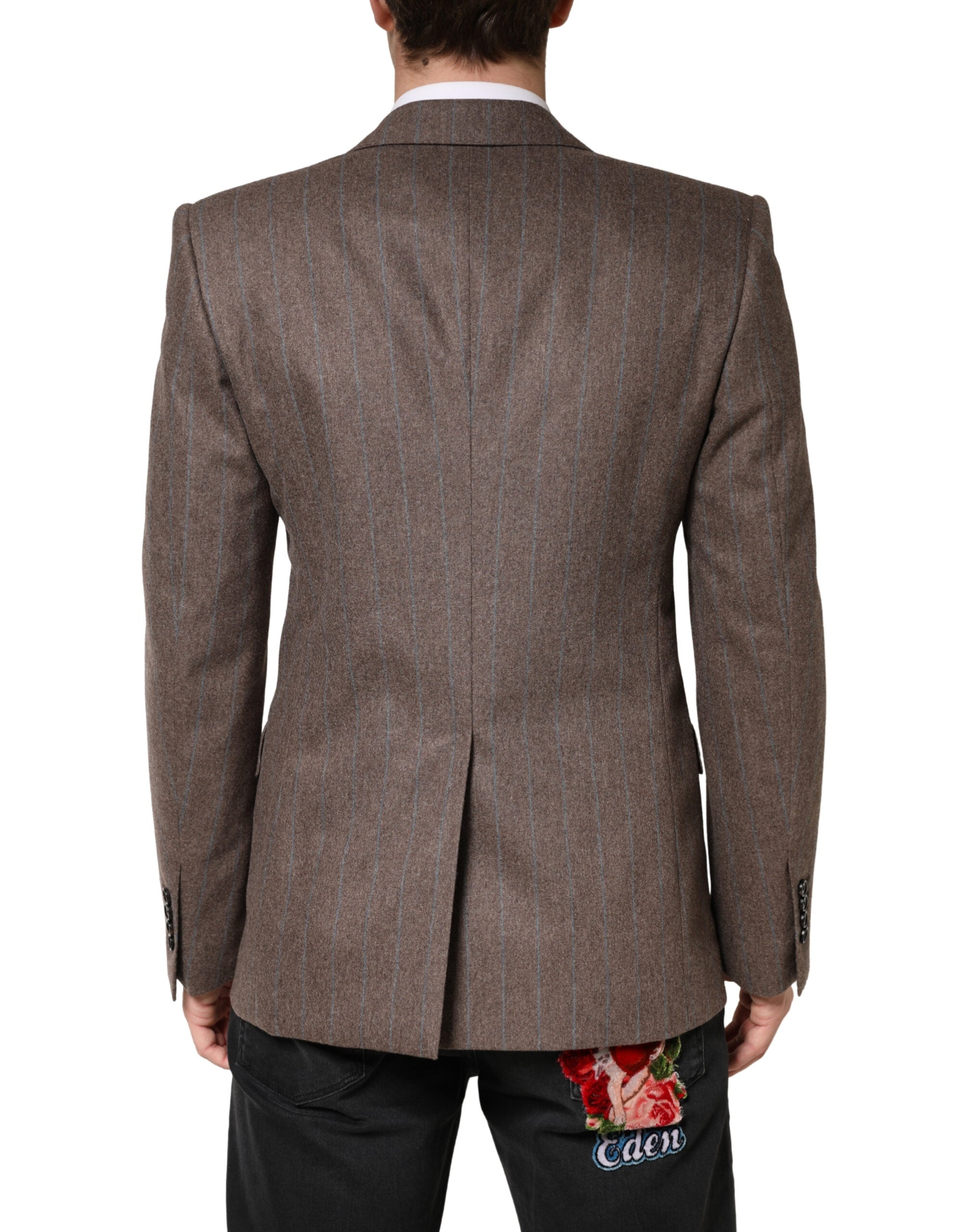 Dolce & Gabbana Brown Pinstripe Single-Breasted Blazer-4