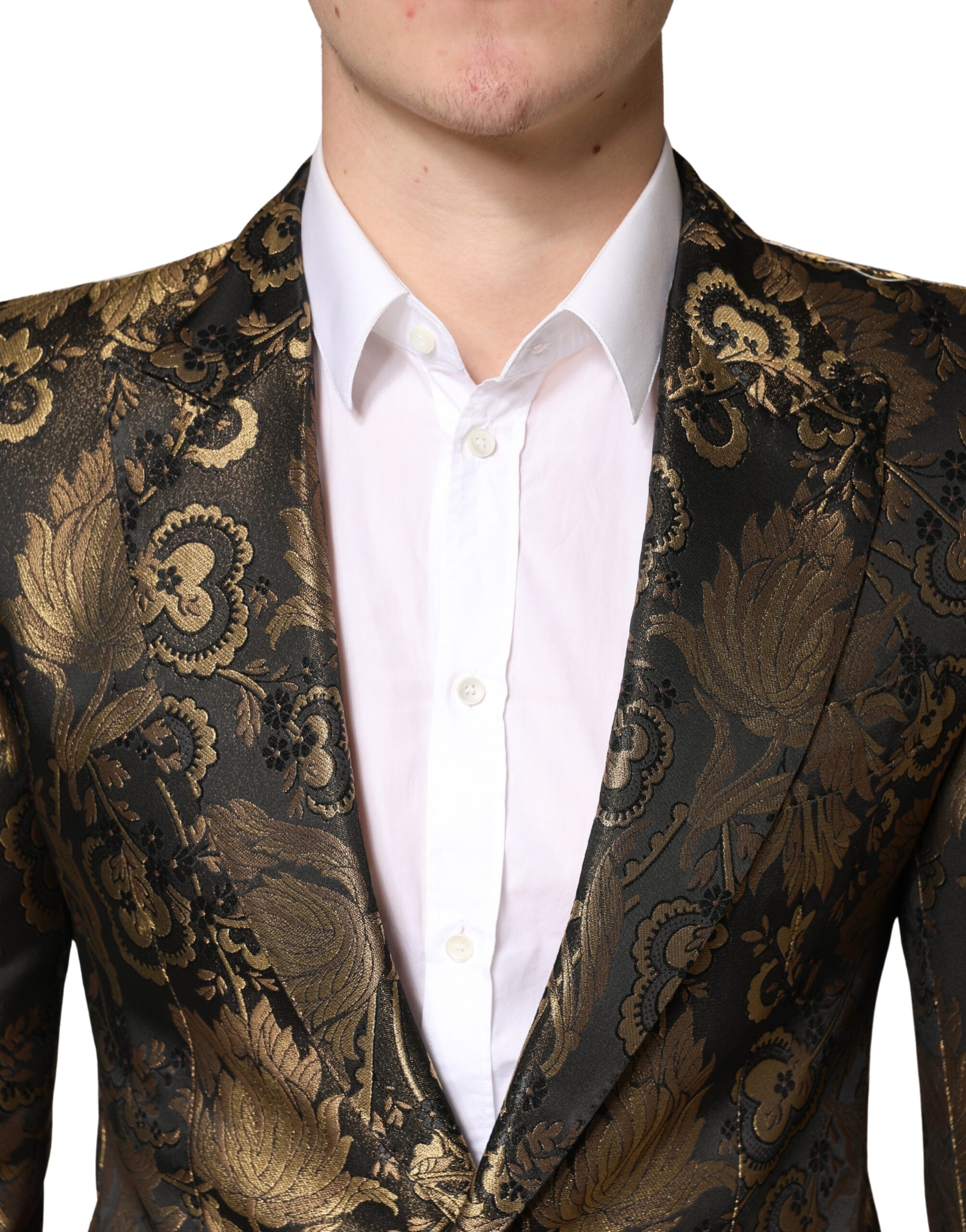 Dolce & Gabbana Goldfarbener Jacquard-Sakko mit einem Knopf-5