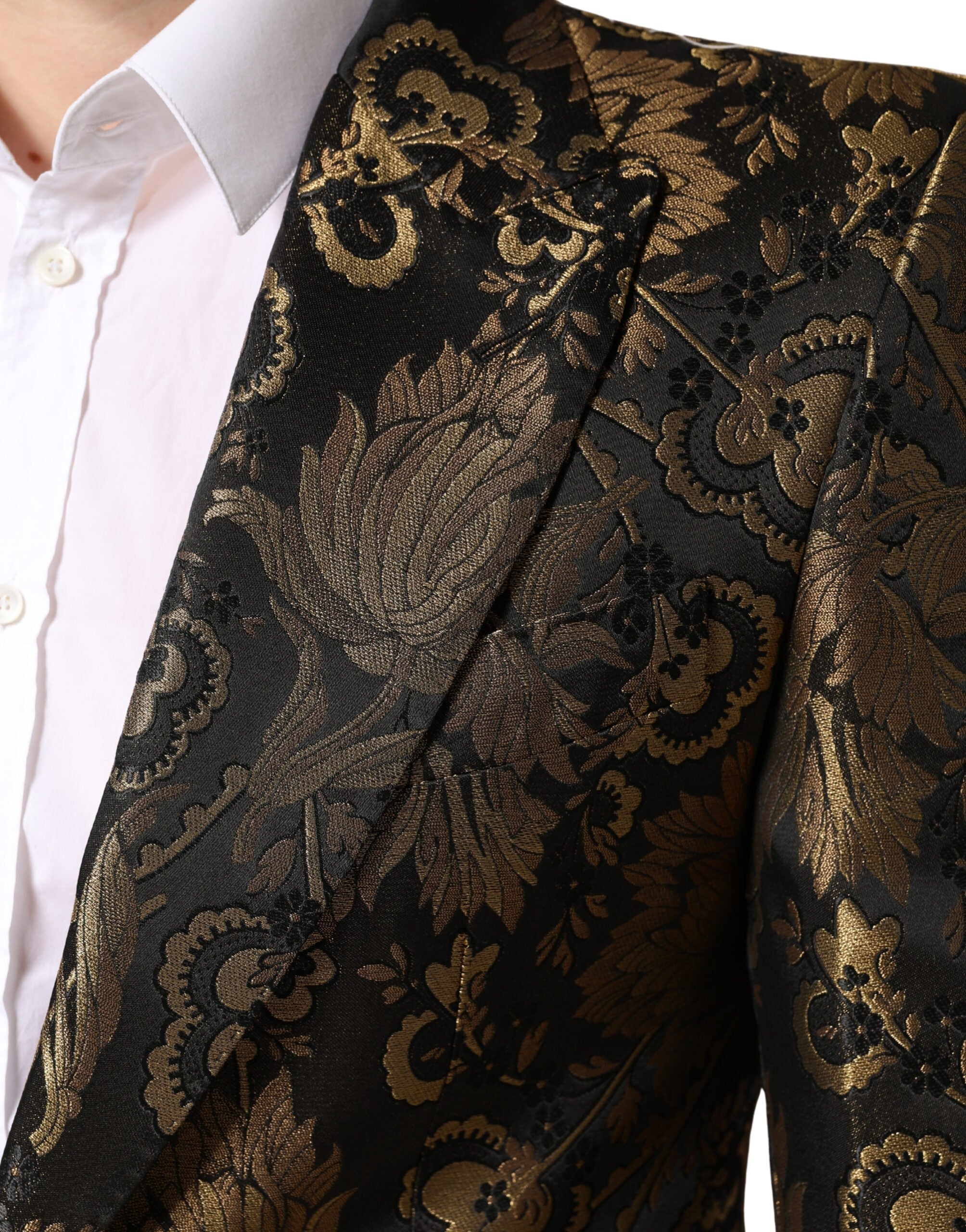 Dolce & Gabbana Goldfarbener Jacquard-Sakko mit einem Knopf-6
