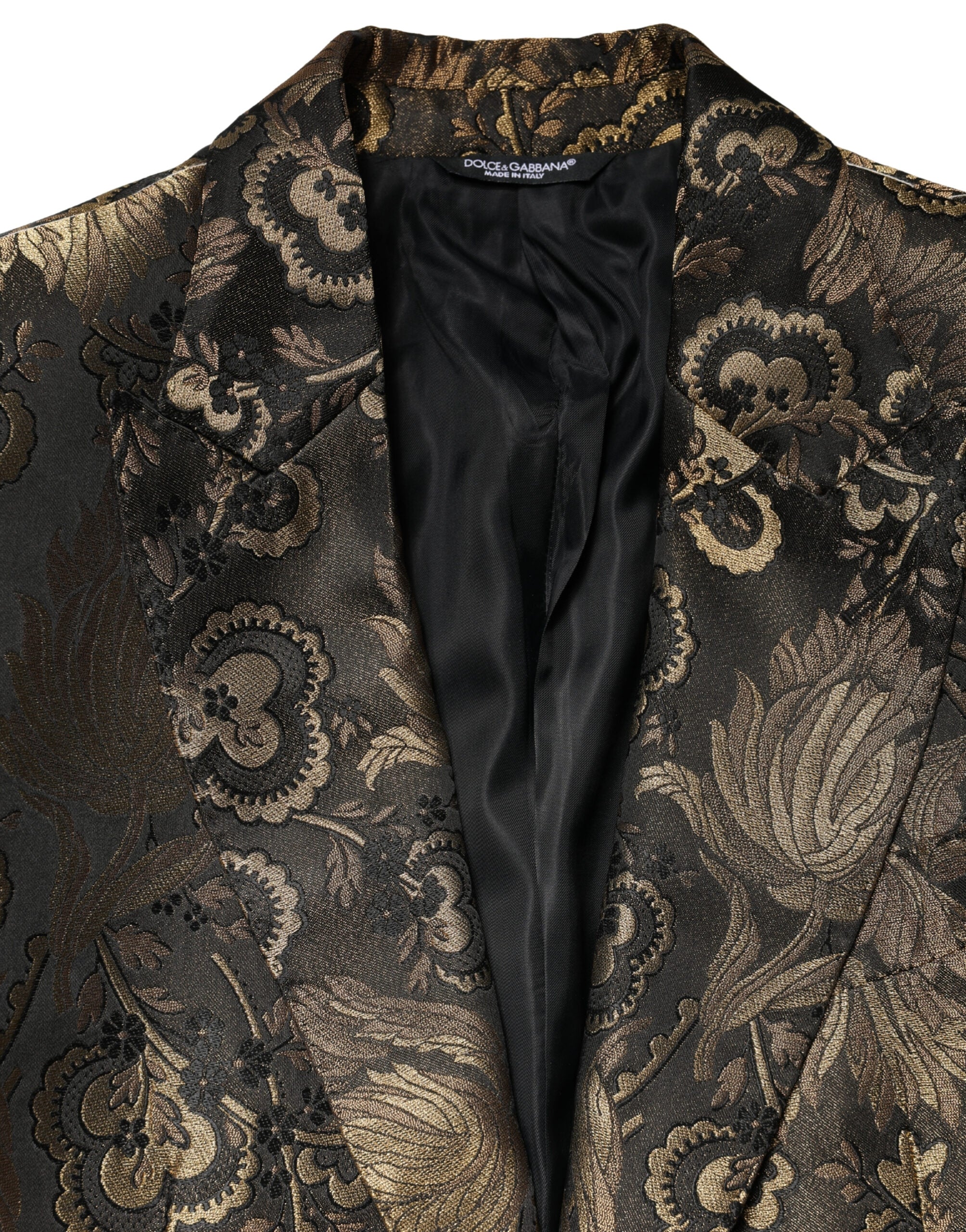 Dolce & Gabbana Goldfarbener Jacquard-Sakko mit einem Knopf-7