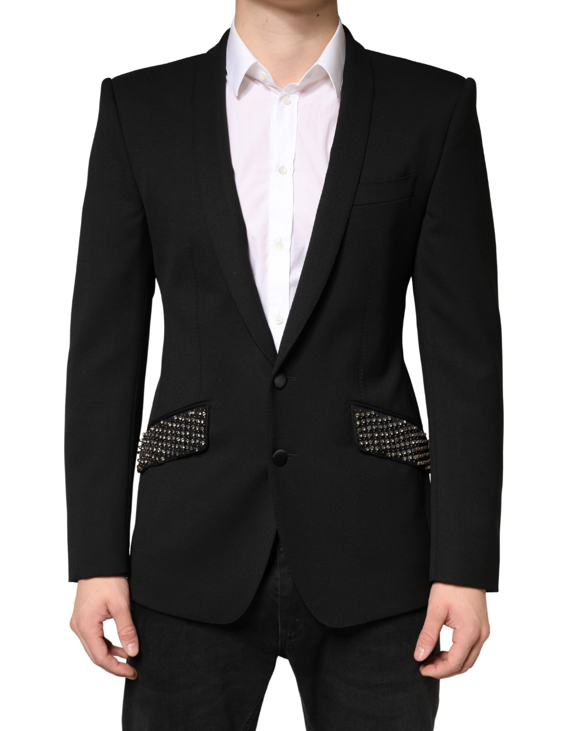 Dolce & Gabbana Embellished Single-Breasted Black Blazer-1