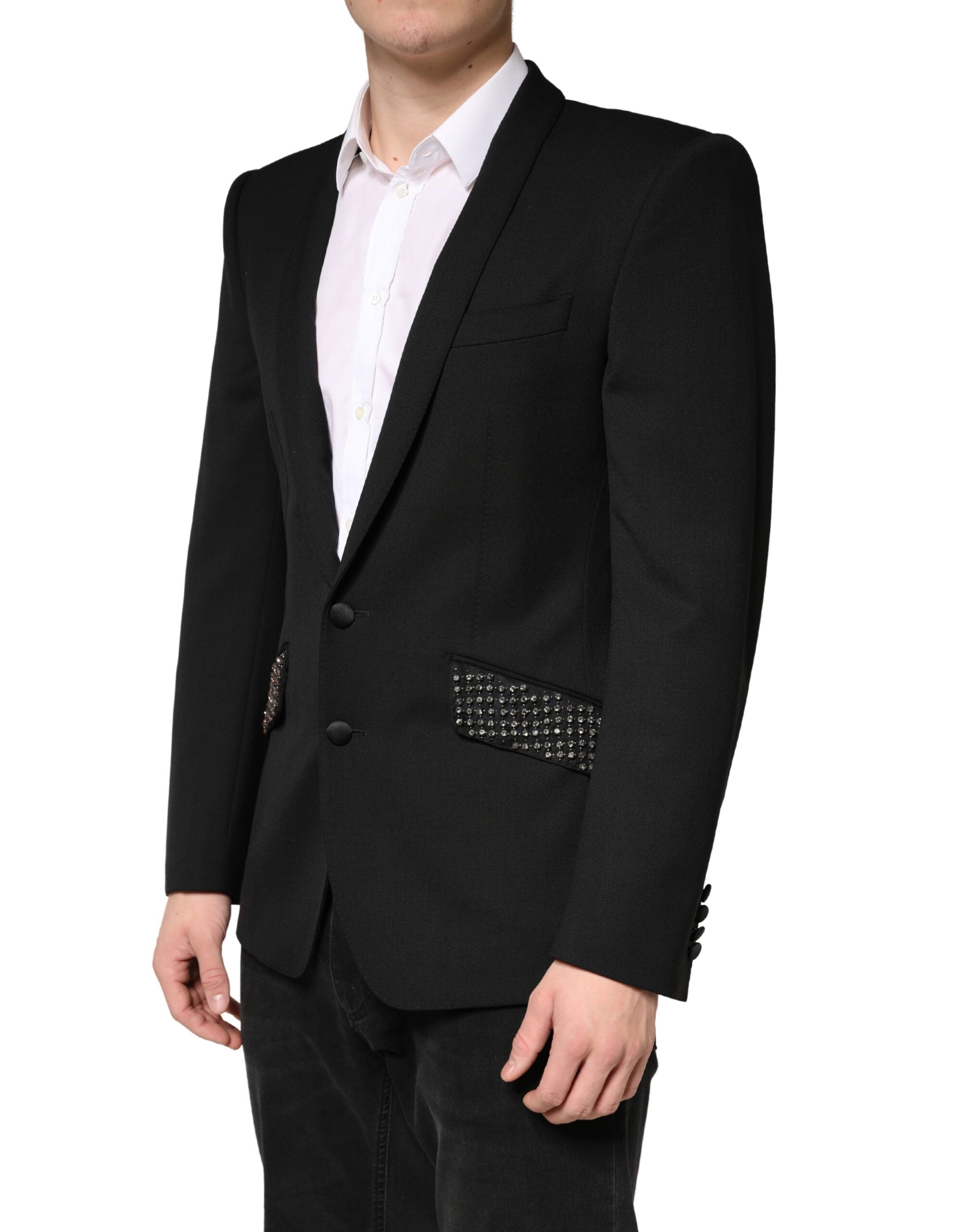 Dolce & Gabbana Embellished Single-Breasted Black Blazer-3