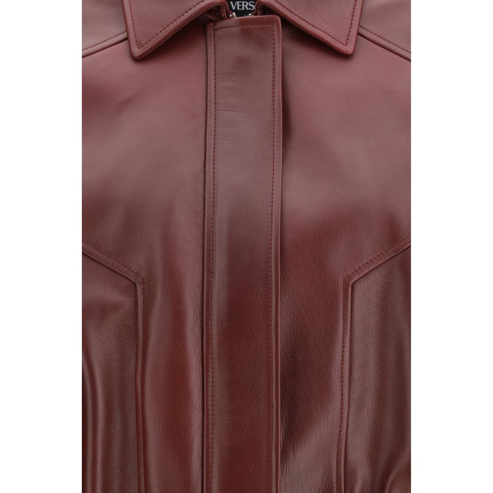 Versace Bordeaux Leather Jacket-3