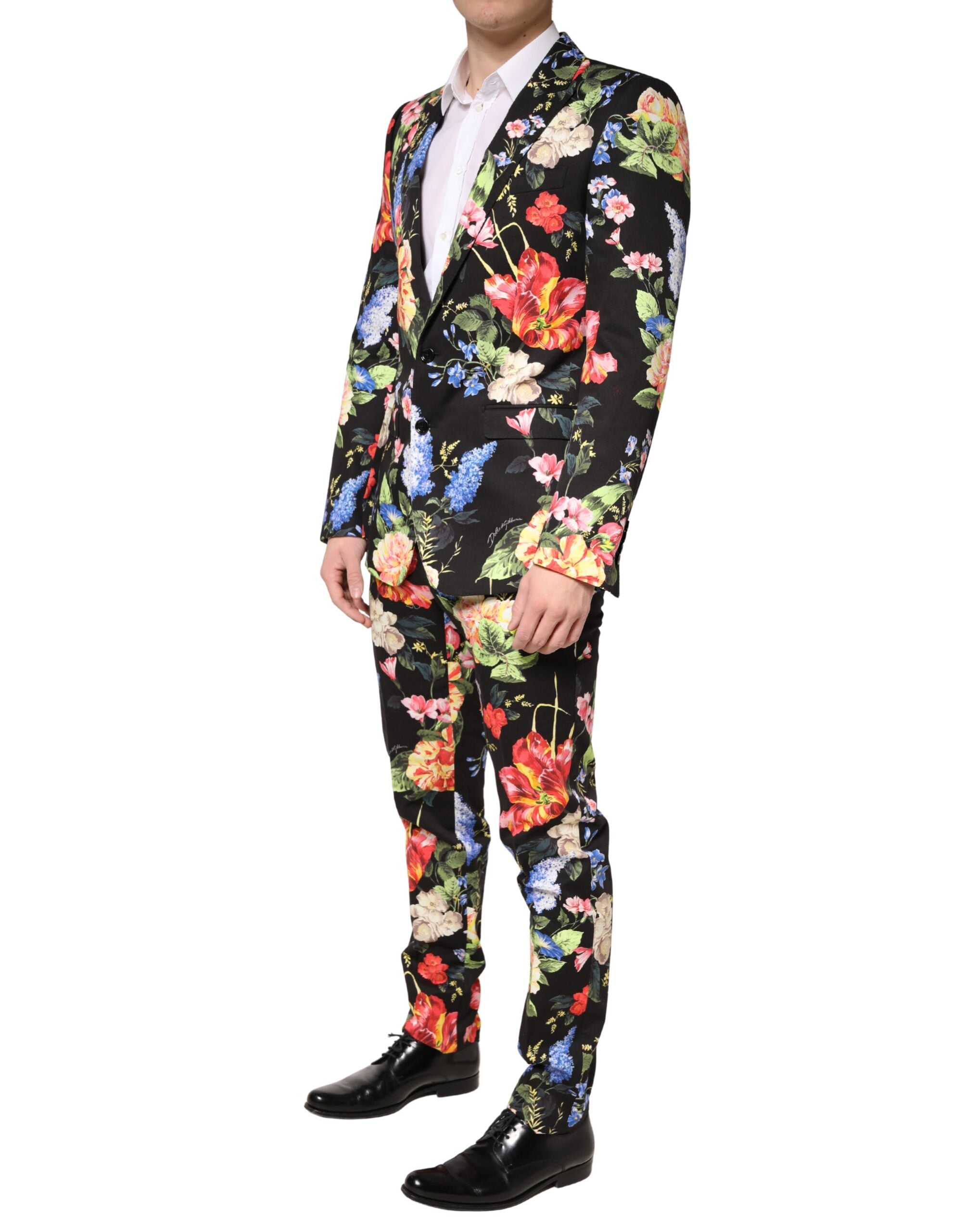 Dolce & Gabbana Schwarzer Blumen-Sakko-Anzug MARTINI 2-teilig-3