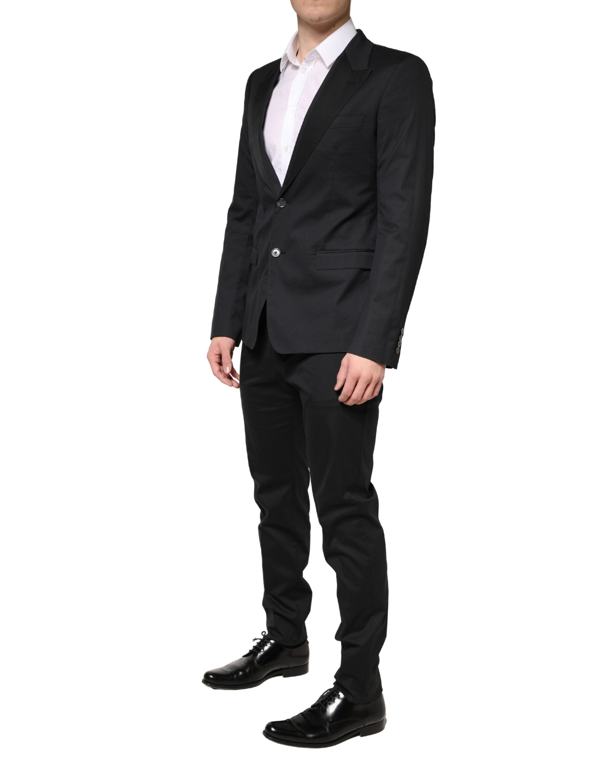 Dolce & Gabbana Black Cotton Two-Piece Single-Breasted Suit-3