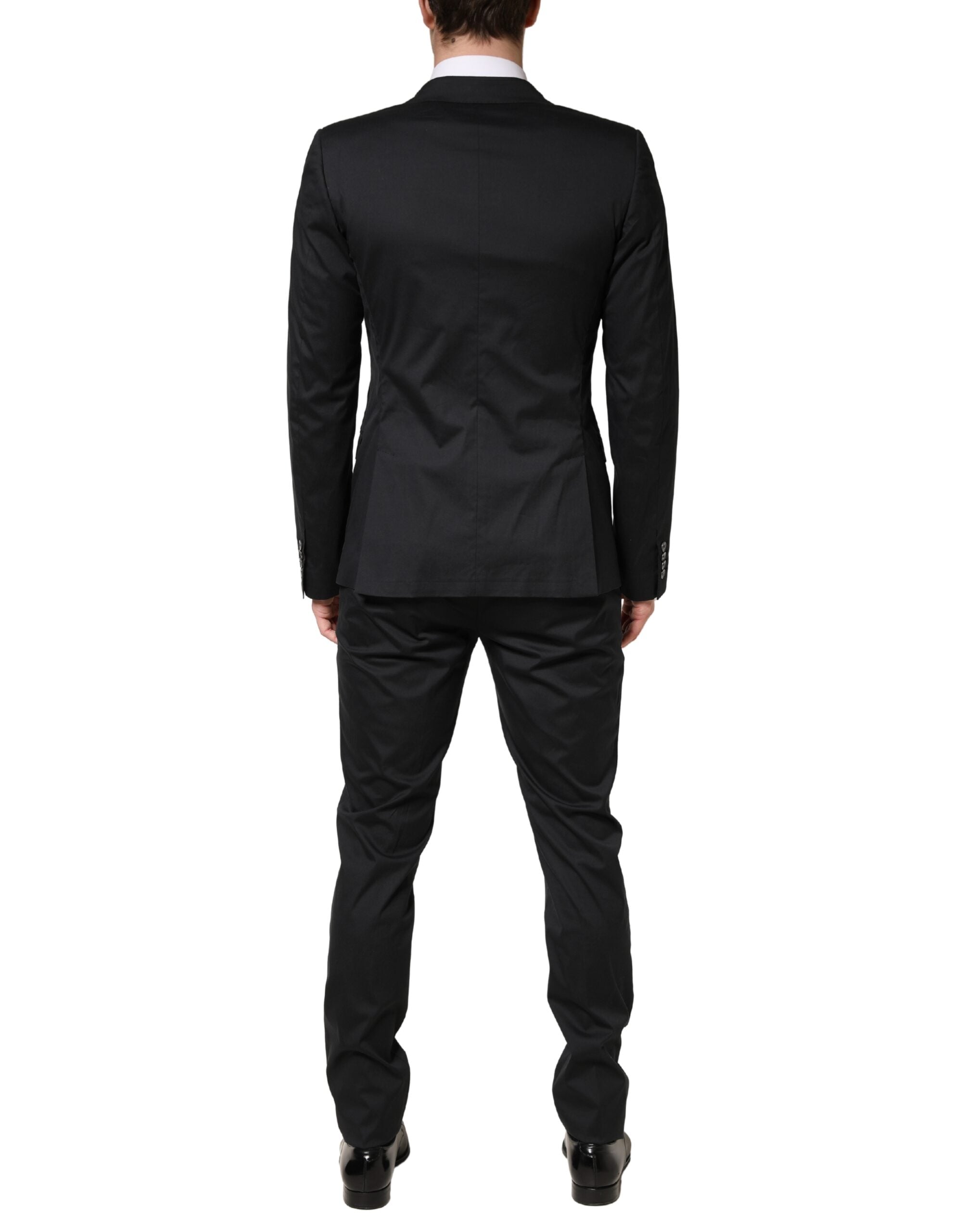 Dolce & Gabbana Black Cotton Two-Piece Single-Breasted Suit-4