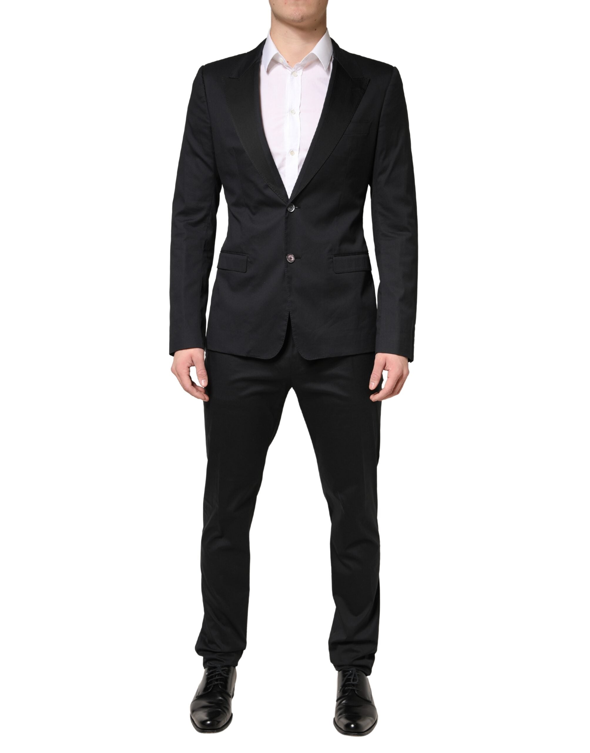 Dolce & Gabbana Black Cotton Two-Piece Single-Breasted Suit-2